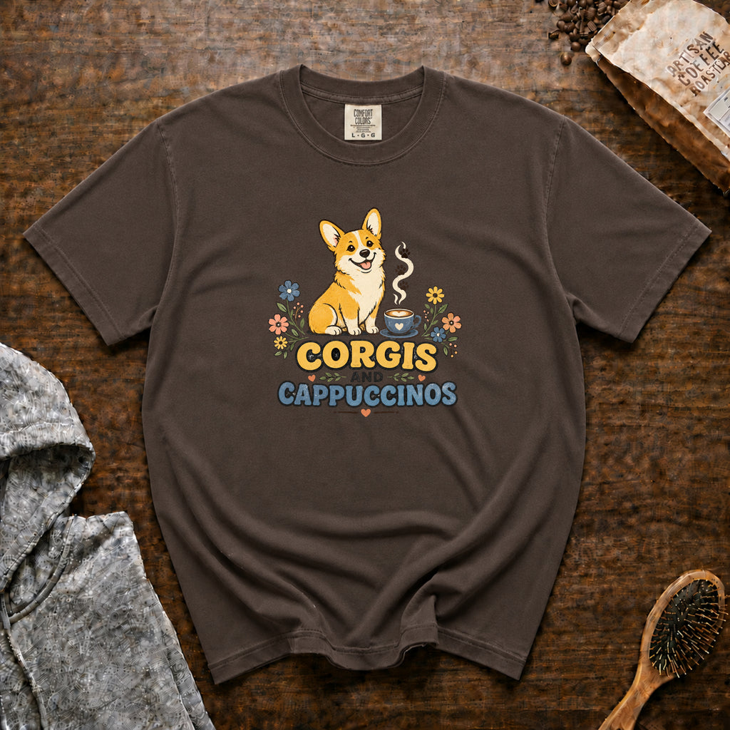 Corgis And Cappuccinos T-Shirt — Espresso