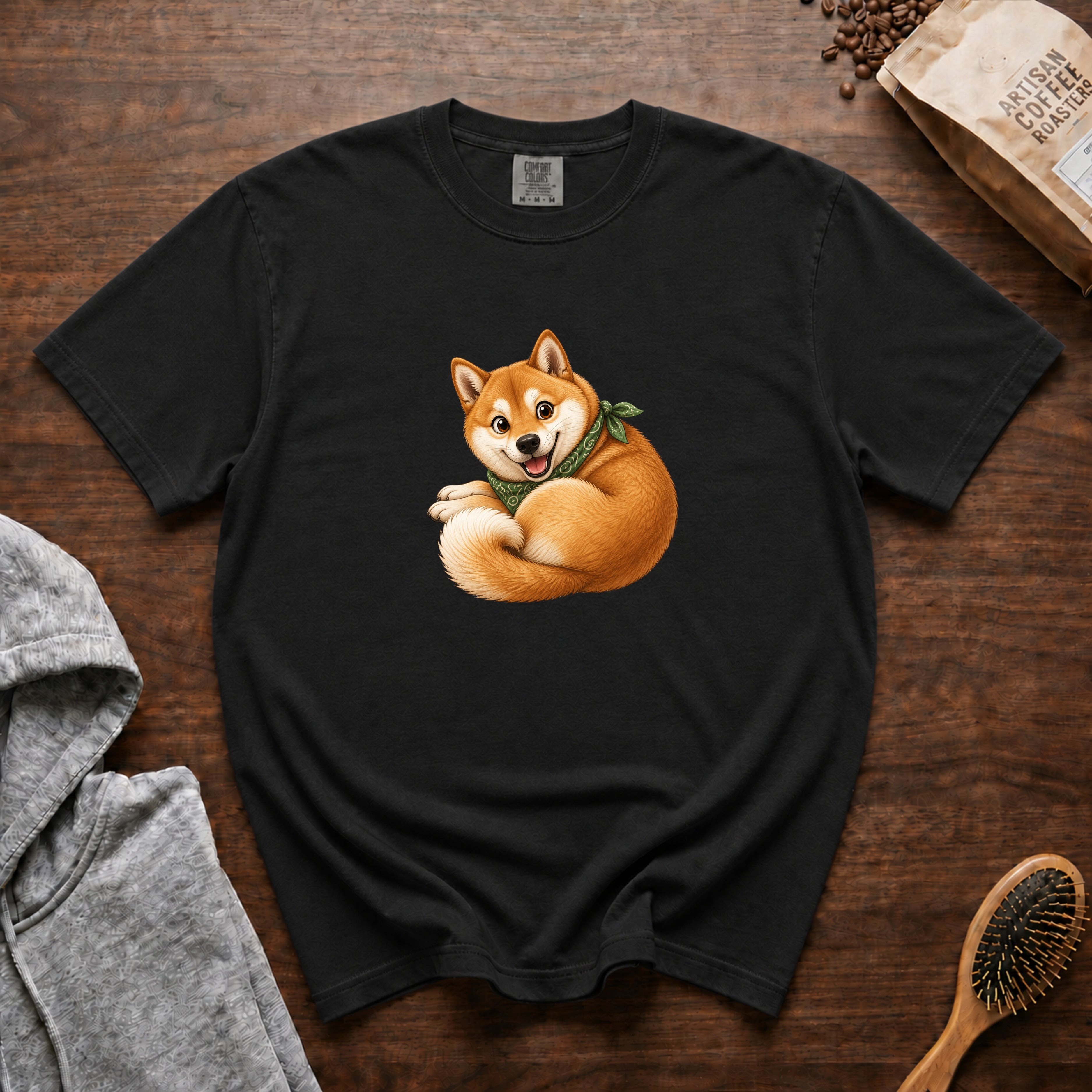 Cozy Shiba T-Shirt — Black