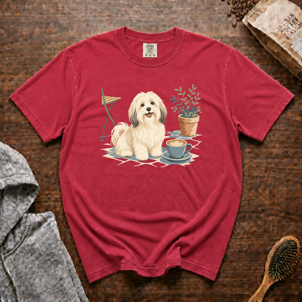 Havanese Patio Latte T-Shirt | Havanese Coffee Lover Tee