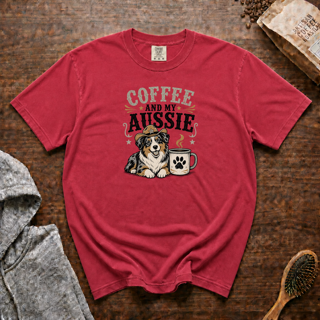 Coffee And My Aussie T-Shirt | Aussie Dog Lover Coffee Tee