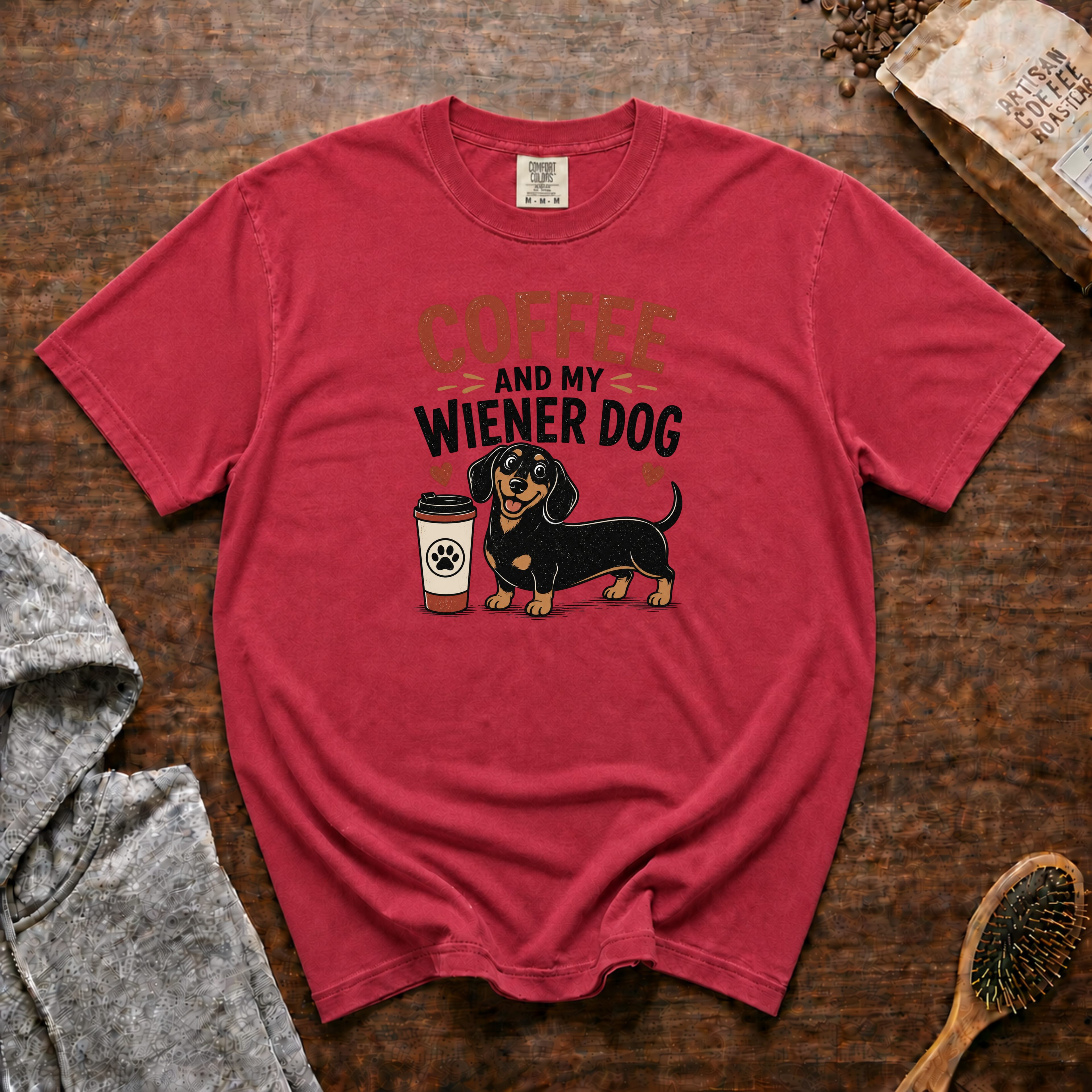 Coffee And My Weiner Dog T-Shirt | Dachshund Coffee Tee