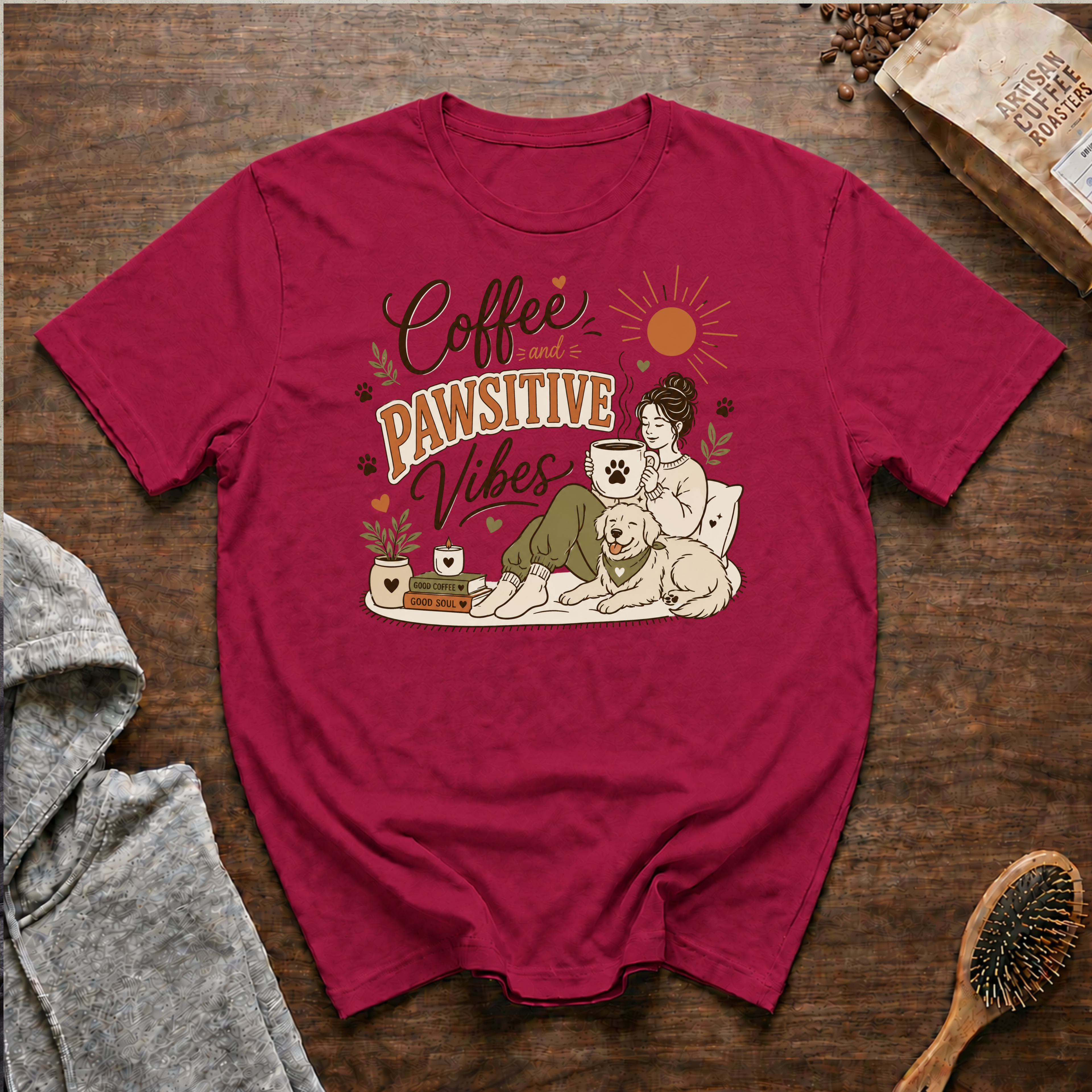 Coffee and Pawsitive Vibes T-Shirt