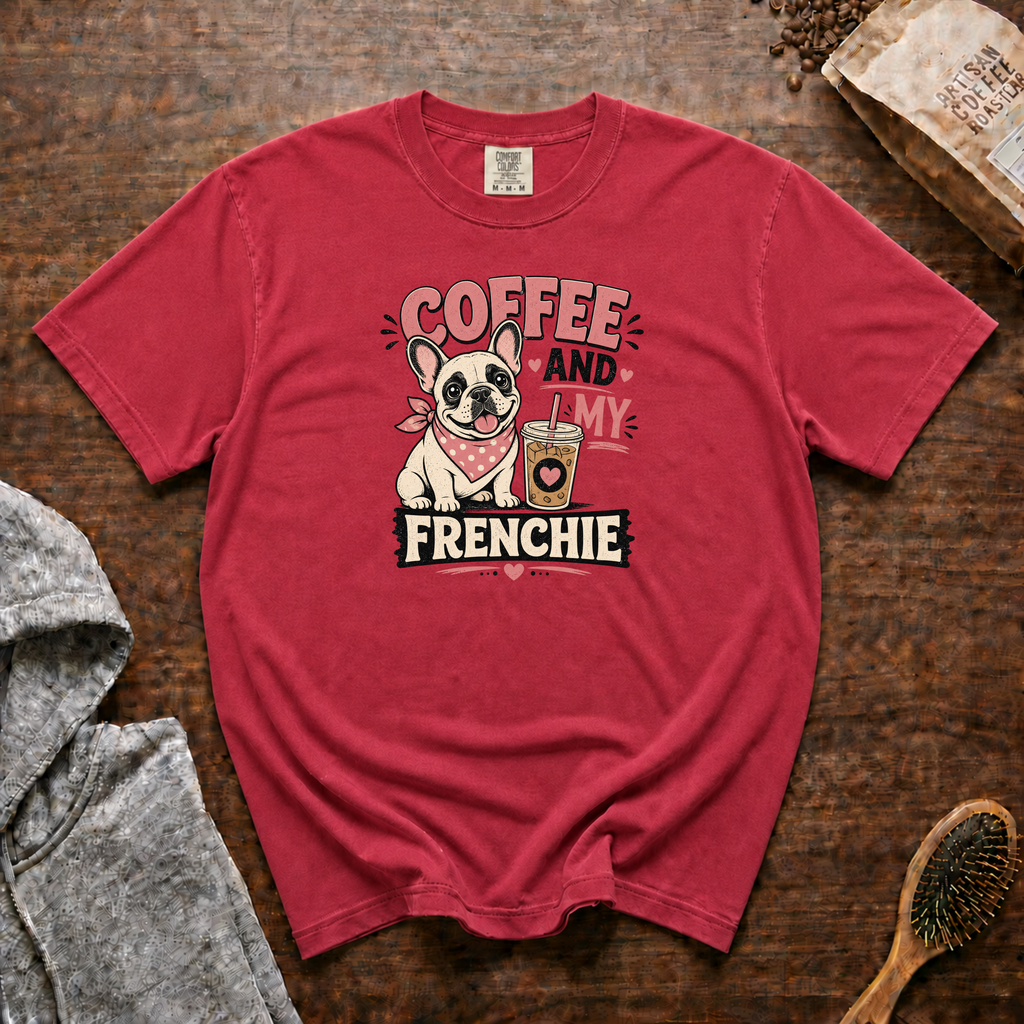 Coffee And My Frenchie T-Shirt | Frenchie Coffee Lover Tee