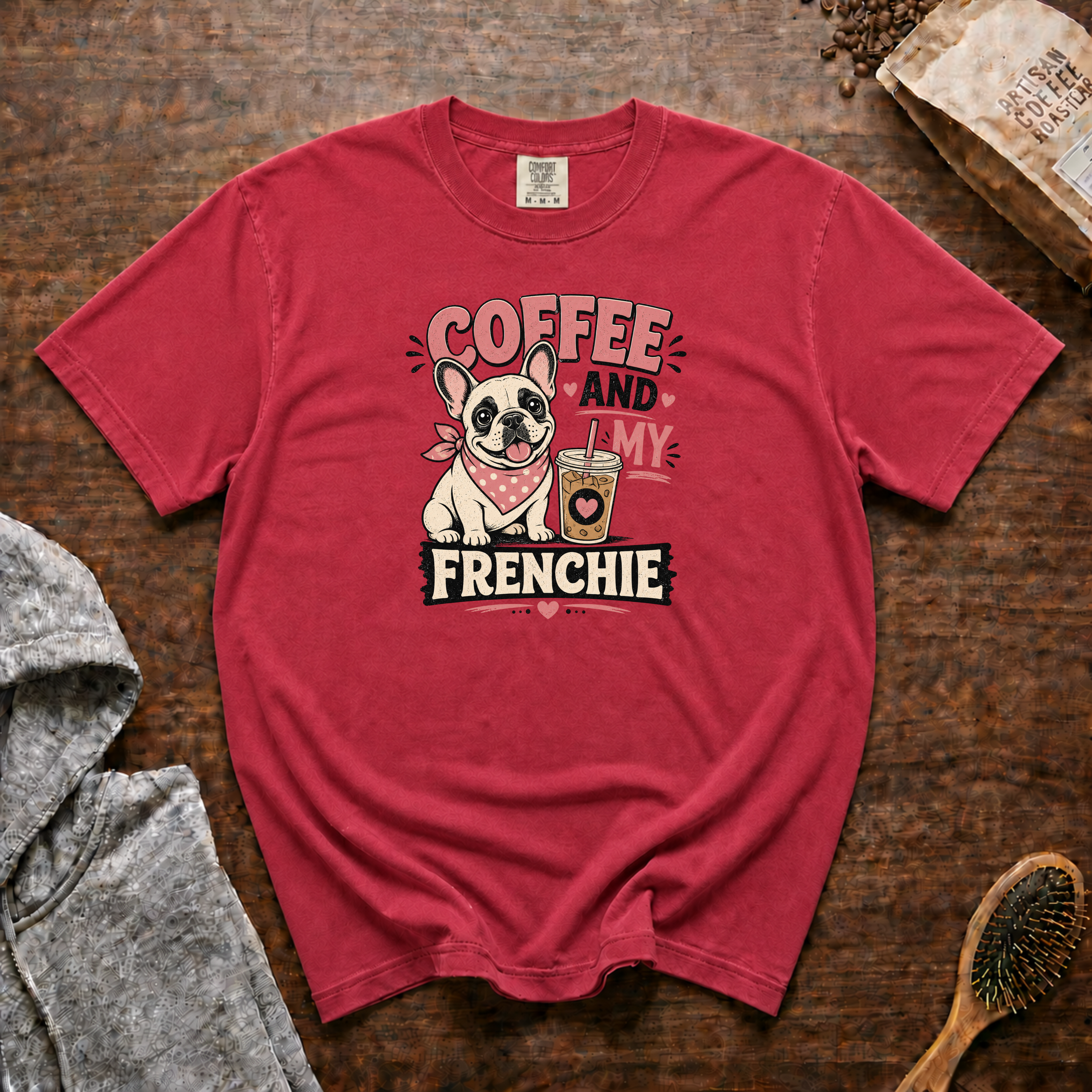 Coffee And My Frenchie T-Shirt | Frenchie Coffee Lover Tee