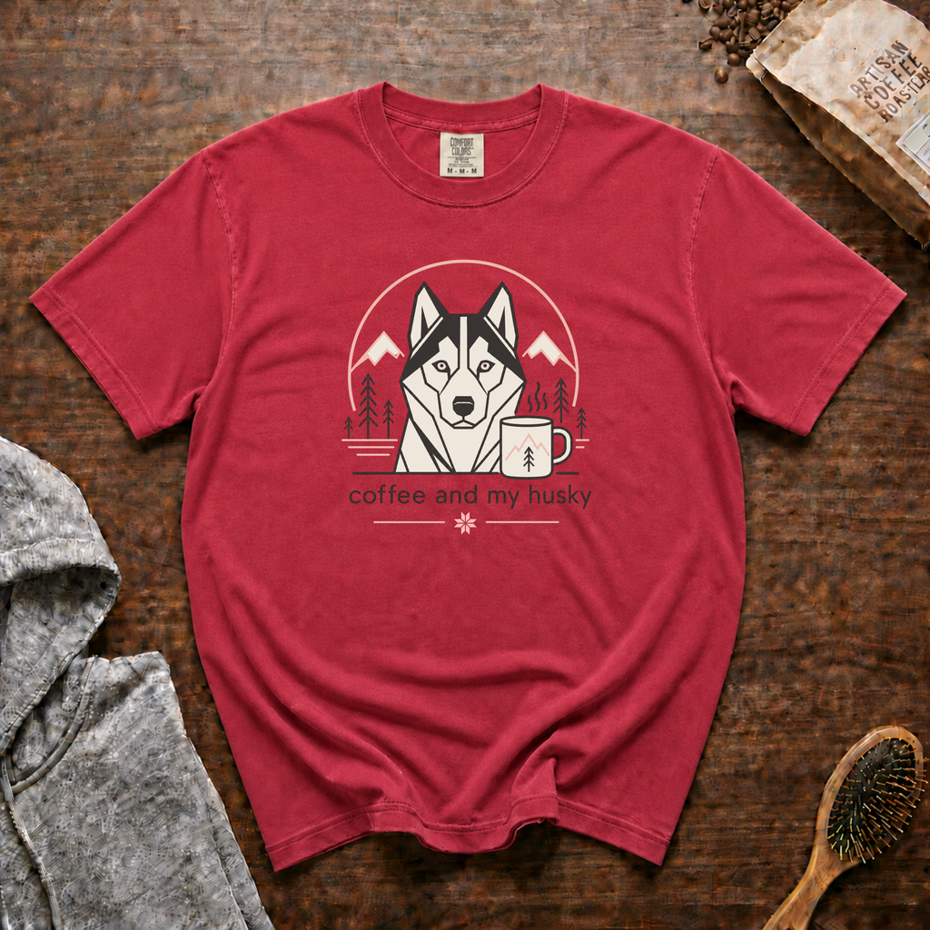 Coffee And My Husky T-Shirt | Husky Dog Lover Coffee Tee