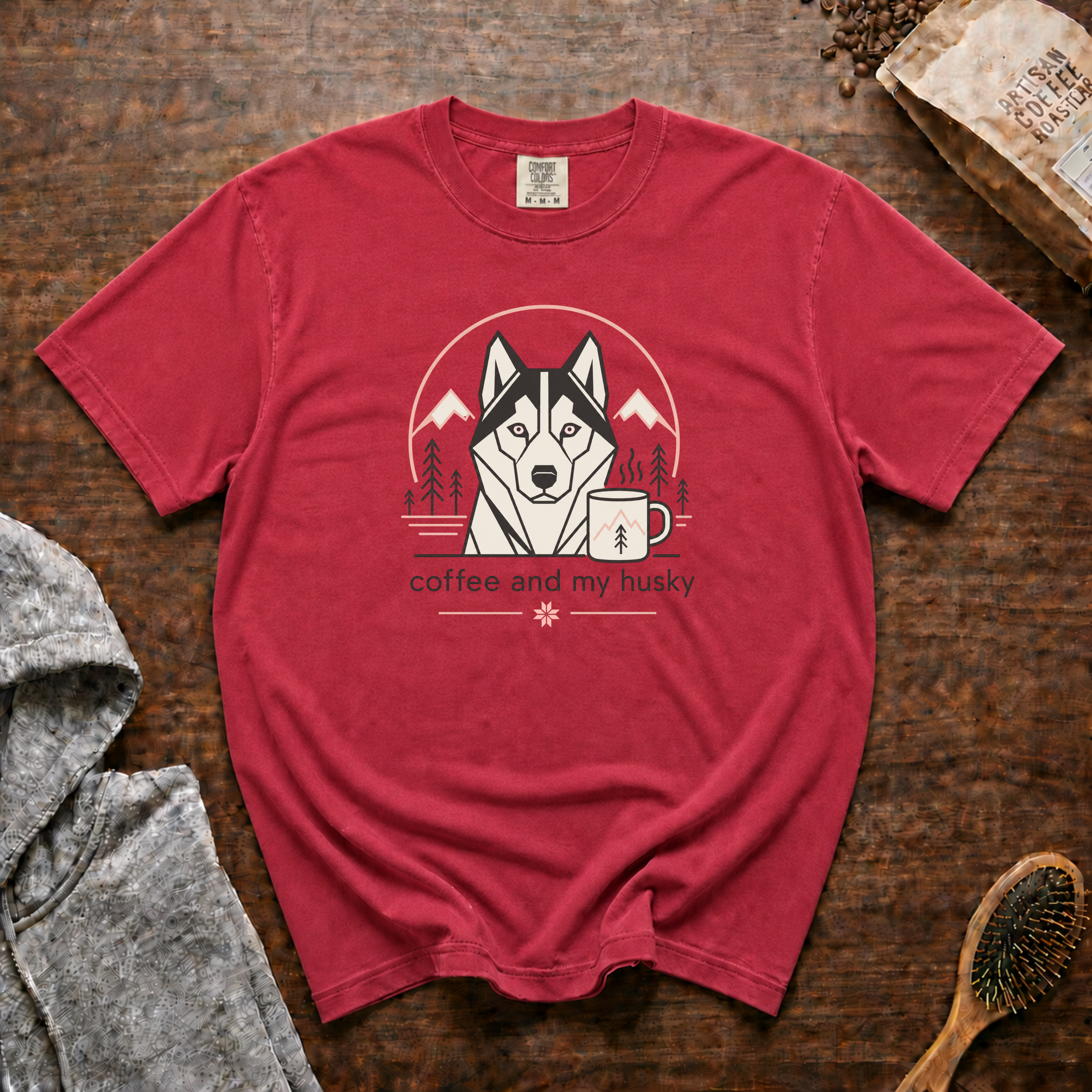 Coffee And My Husky T-Shirt | Husky Dog Lover Coffee Tee