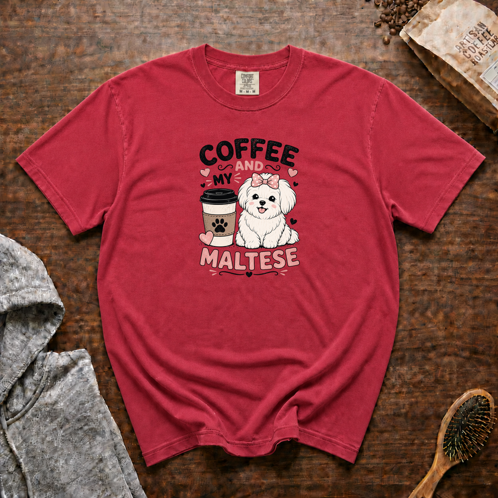 Coffee And My Maltese T-Shirt | Maltese Dog Lover Coffee Tee