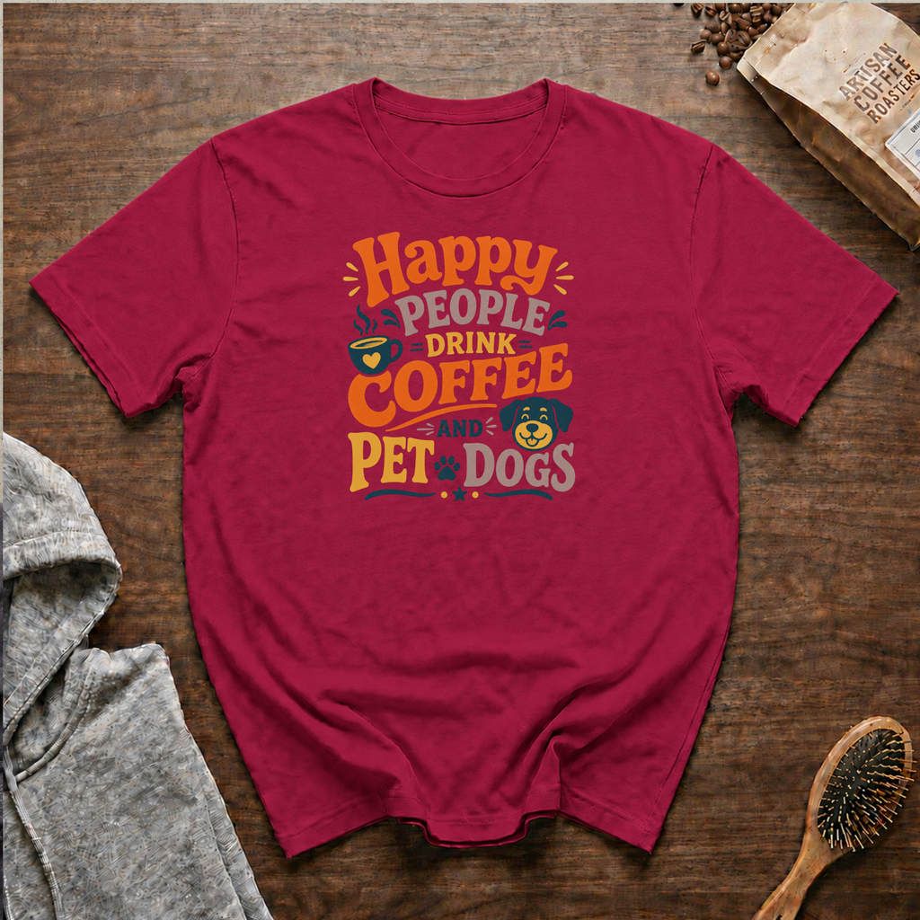 Happy People Drink Coffee and Pet Dogs T-Shirt