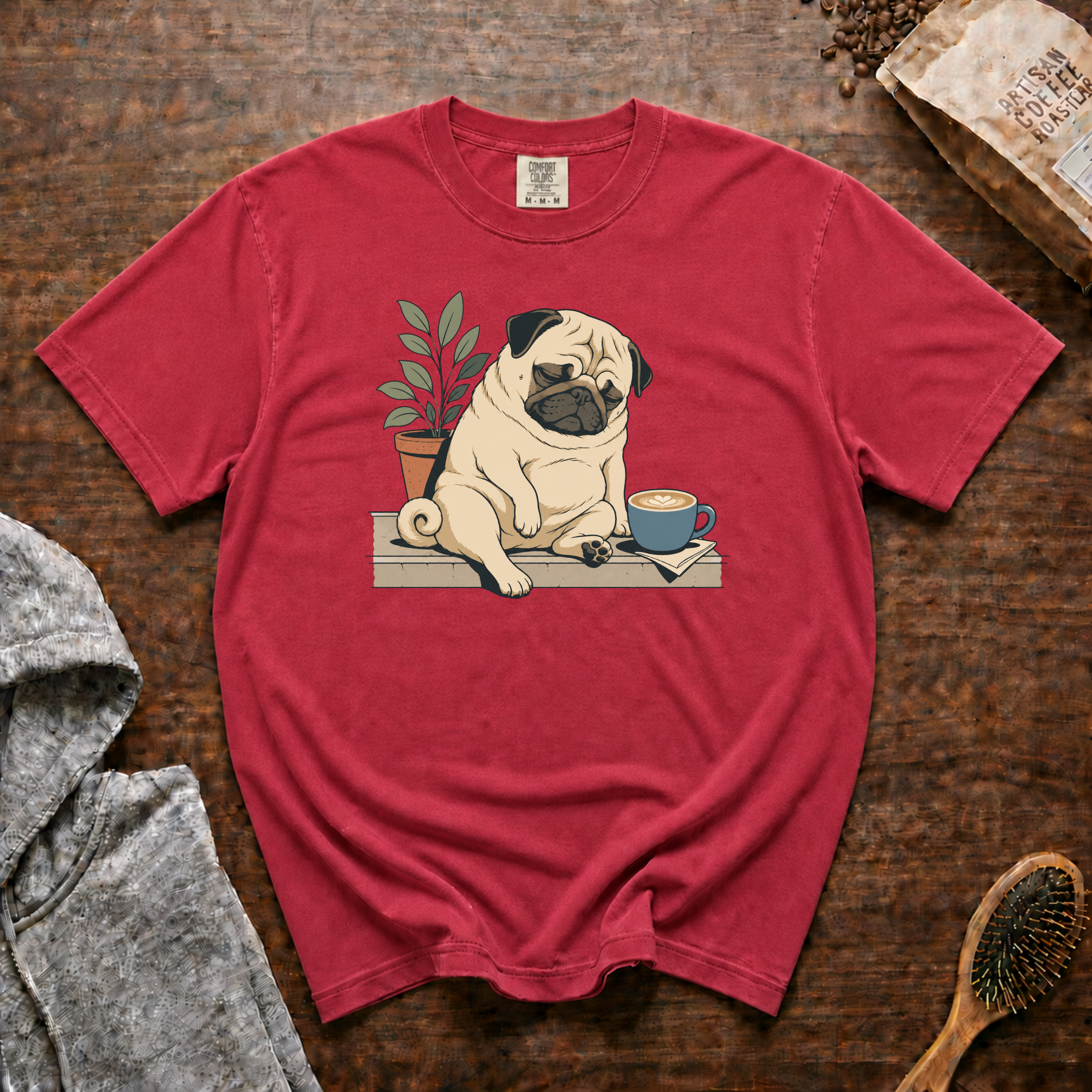 Pug Sleepy Cup Roast T-Shirt | Pug Coffee Lover Tee