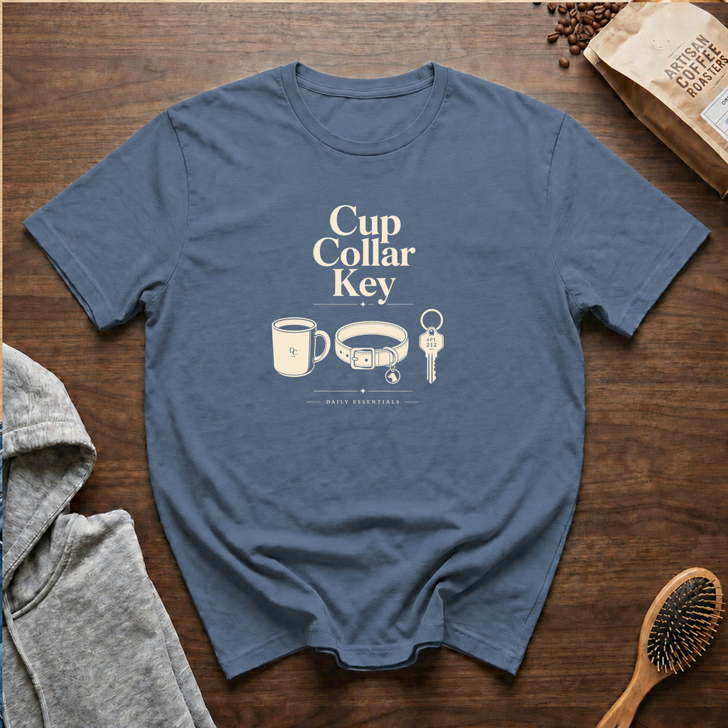 Cup Collar Key Daily Essentials T-Shirt — Blue Jean