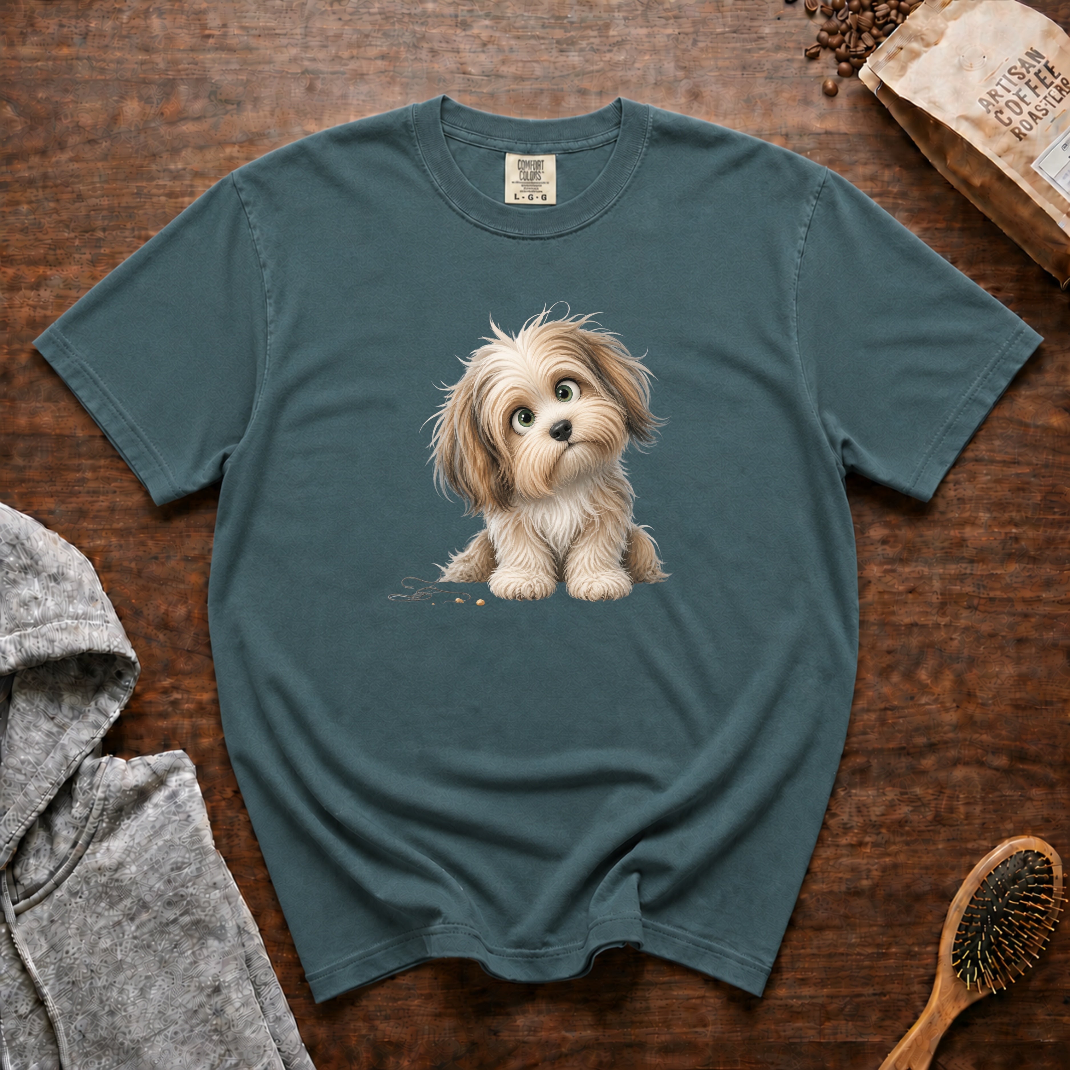 Curious. Havanese T-Shirt — Blue Spruce