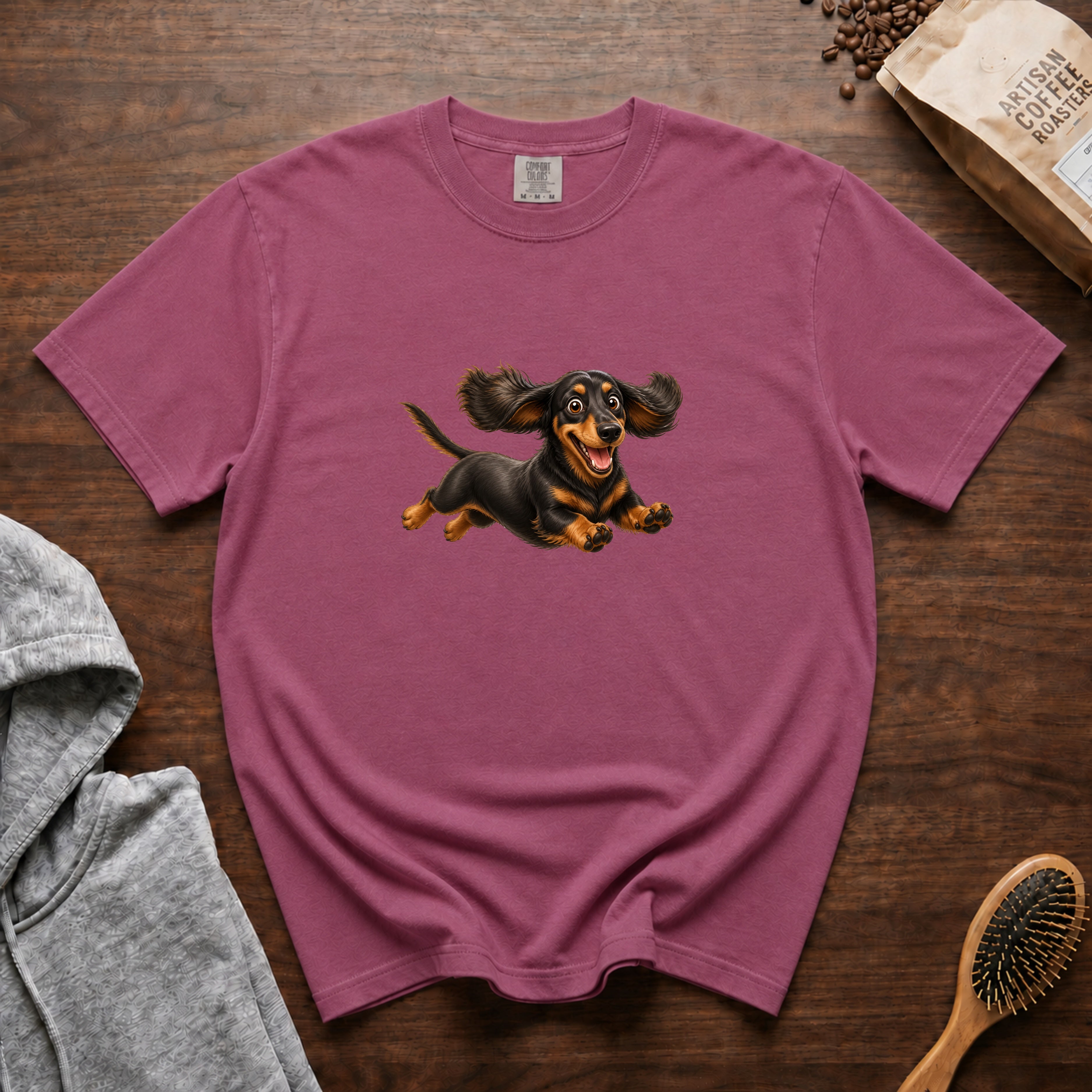 Dachshund Dash T-Shirt — Berry