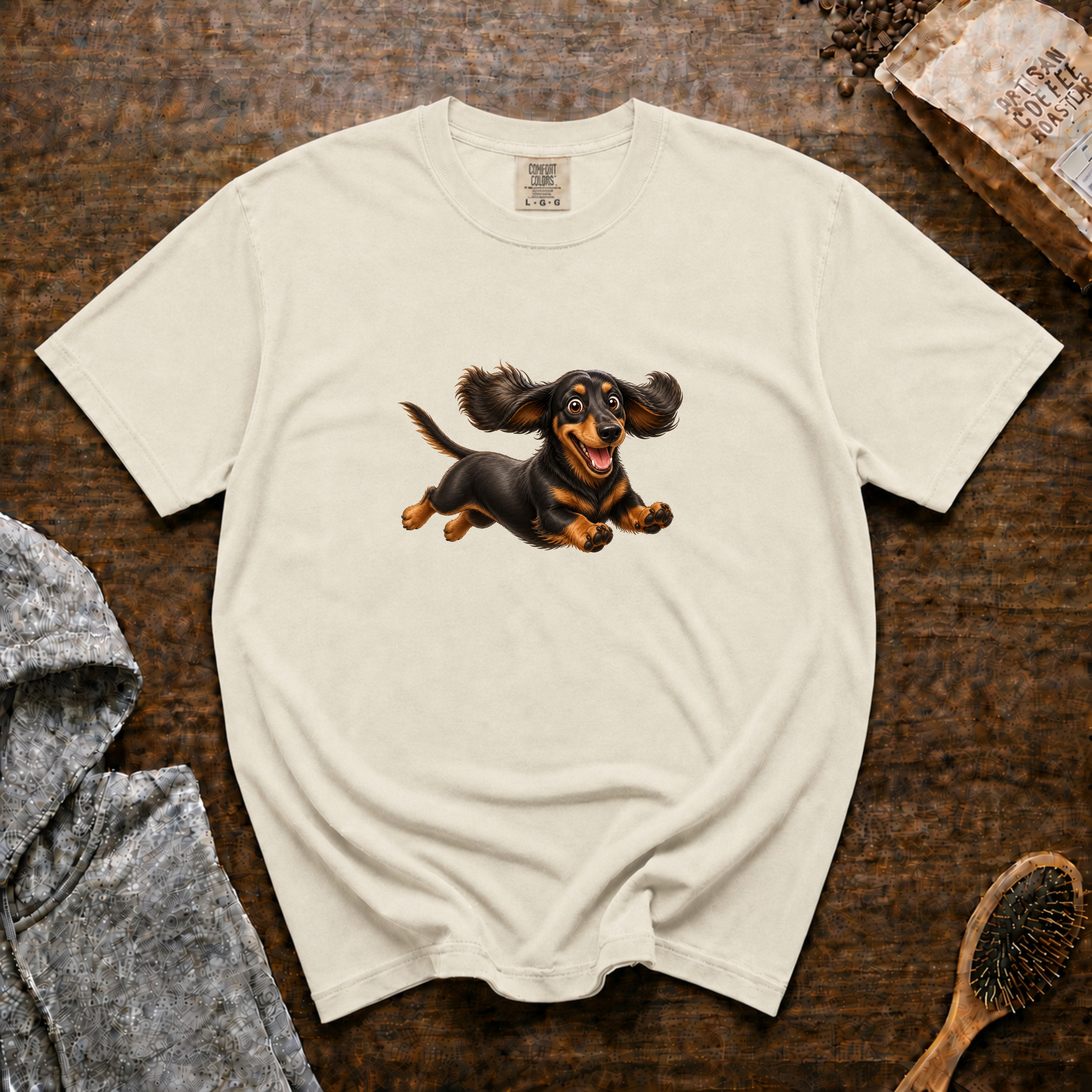 Dachshund Dash T-Shirt — Ivory