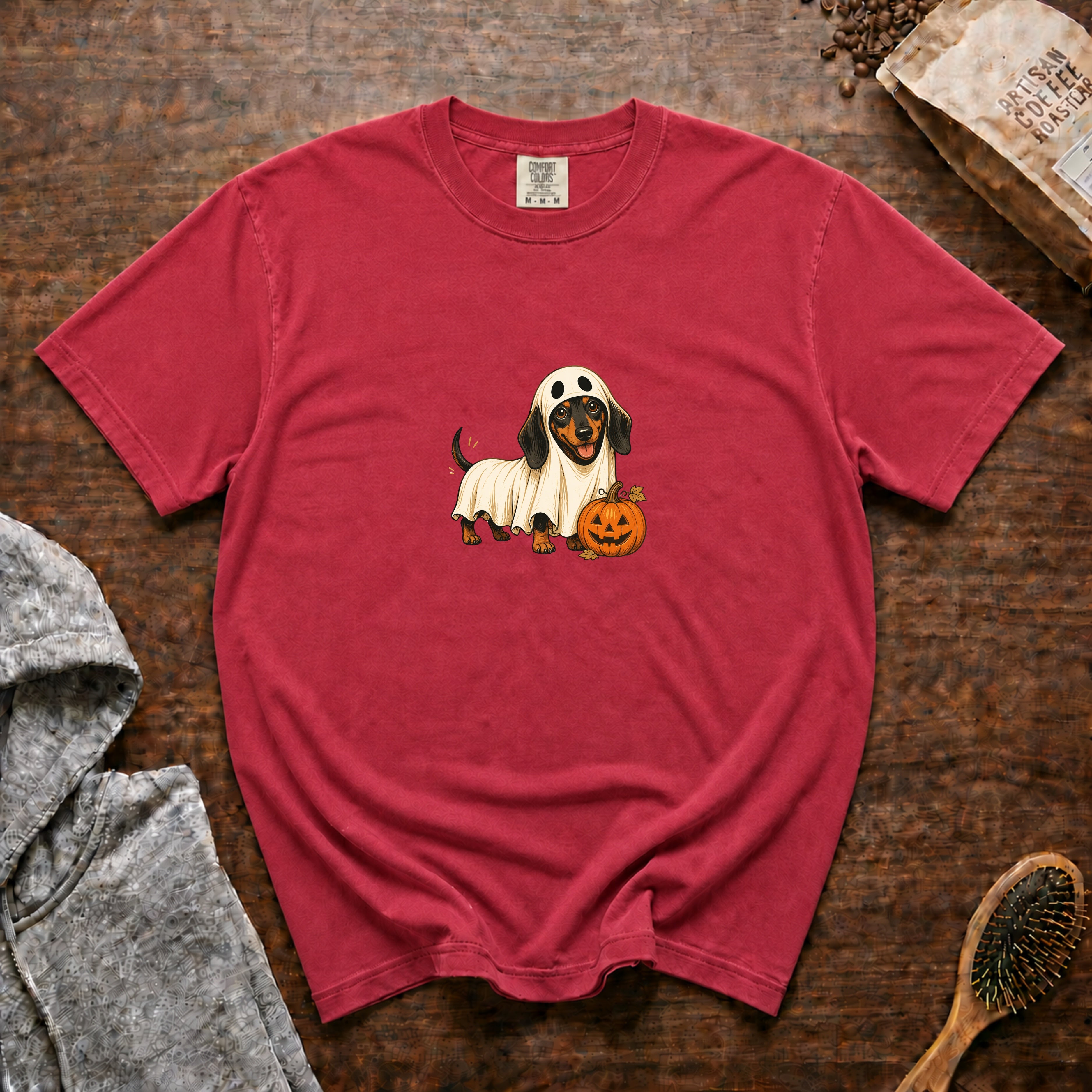 Dachshund Halloween T-Shirt — Crimson