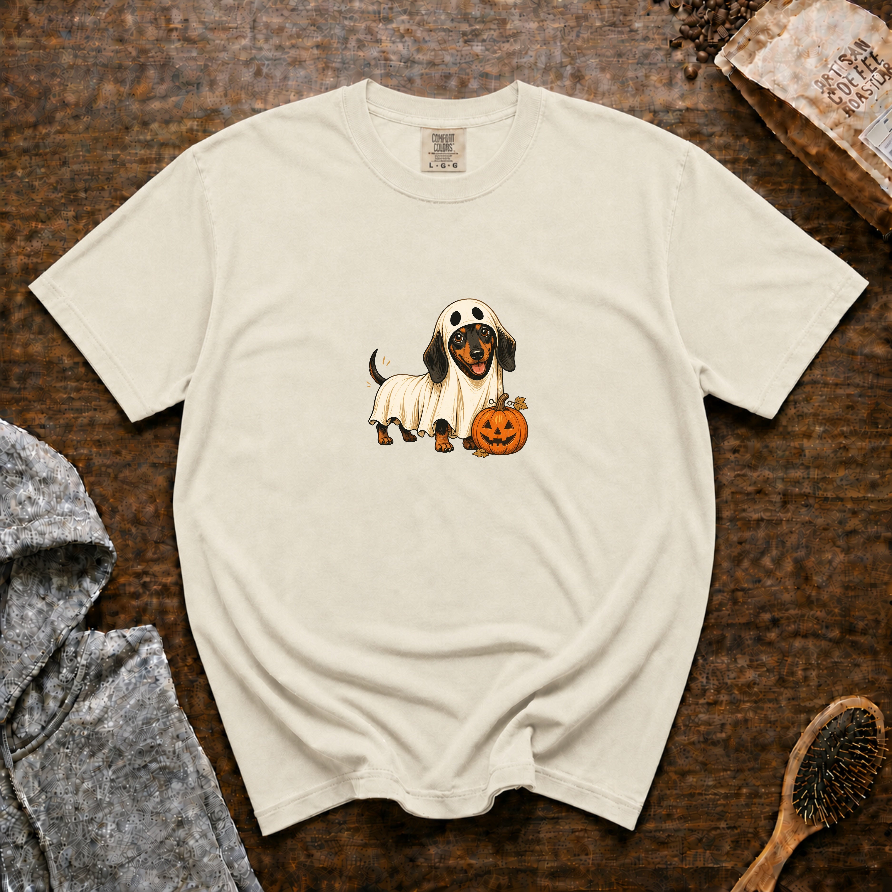Dachshund Halloween T-Shirt — Ivory