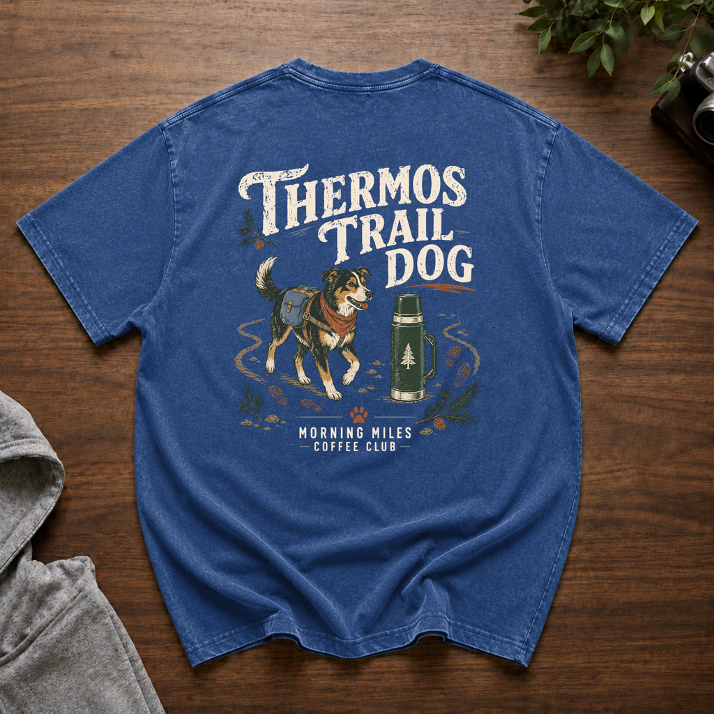 Thermos Trail Dog Cabin Wash Oversized Cotton T-Shirt