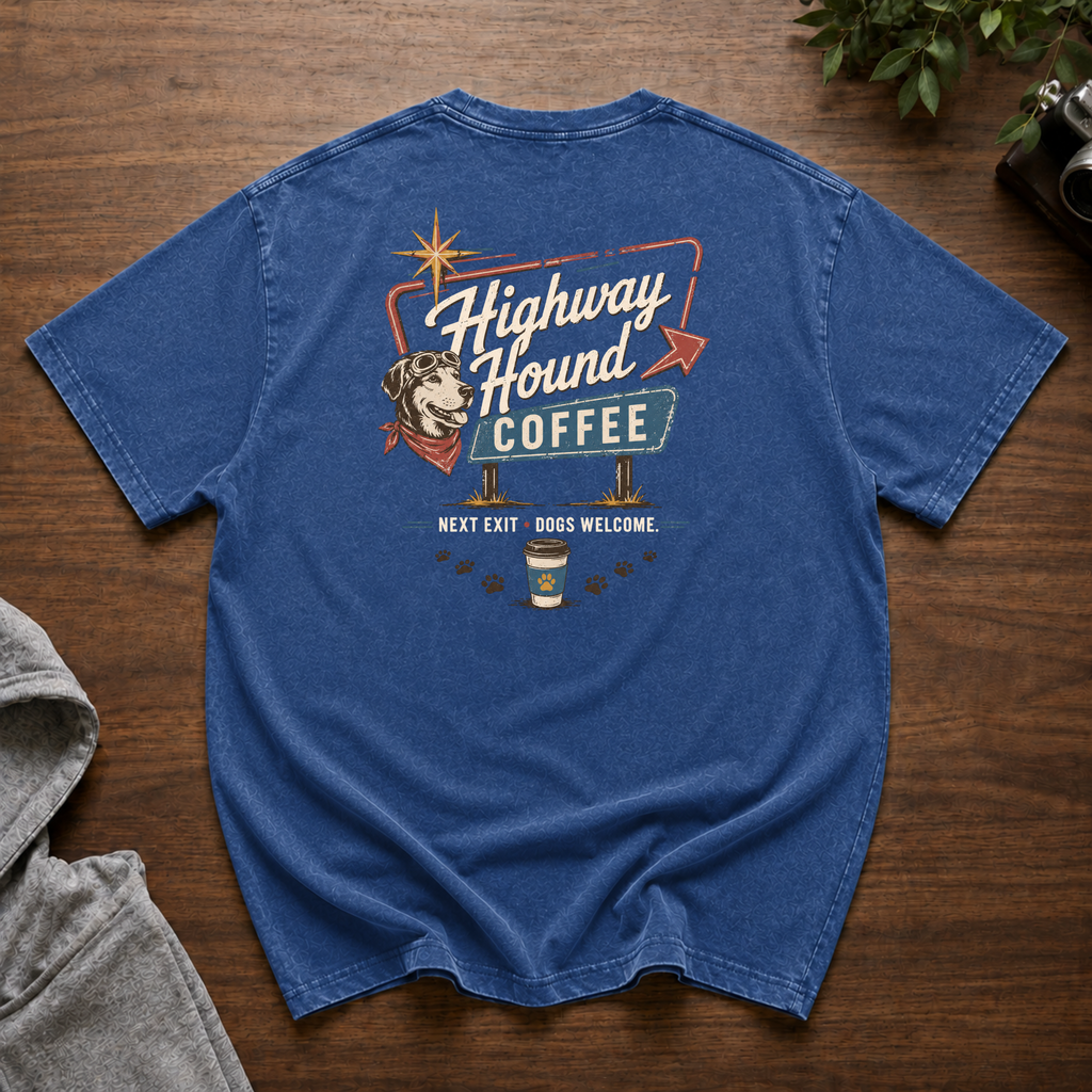 Highway Hound Coffee Snow Washed Oversized Cotton T-Shirt