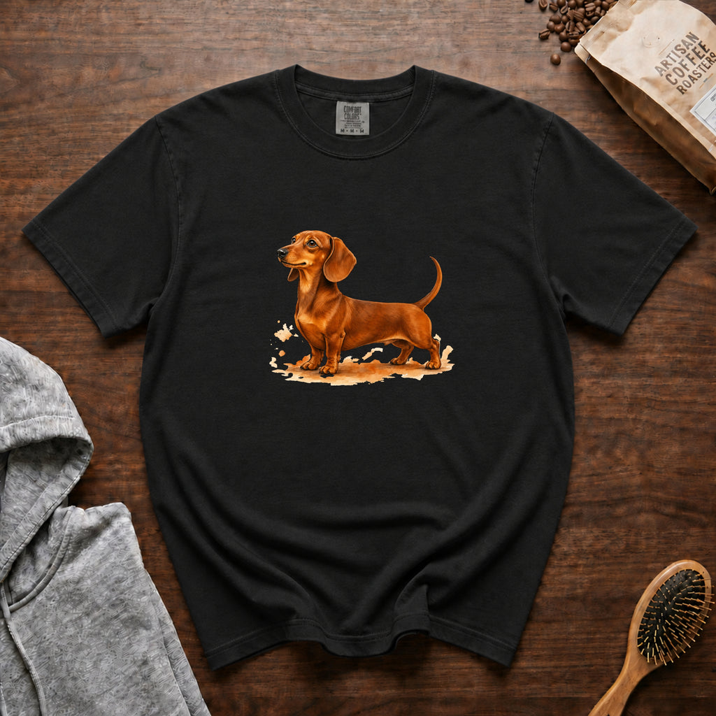 Daschsund Standing Proud T-Shirt — Black
