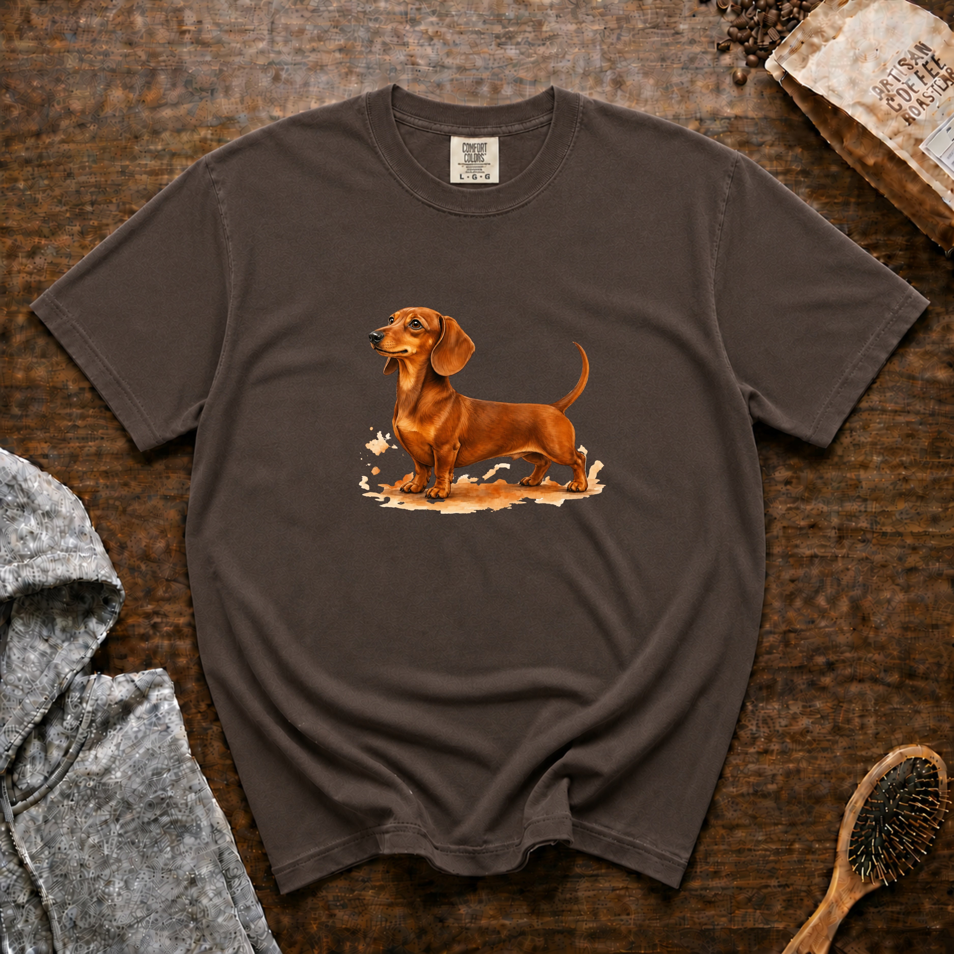 Daschsund Standing Proud T-Shirt — Espresso