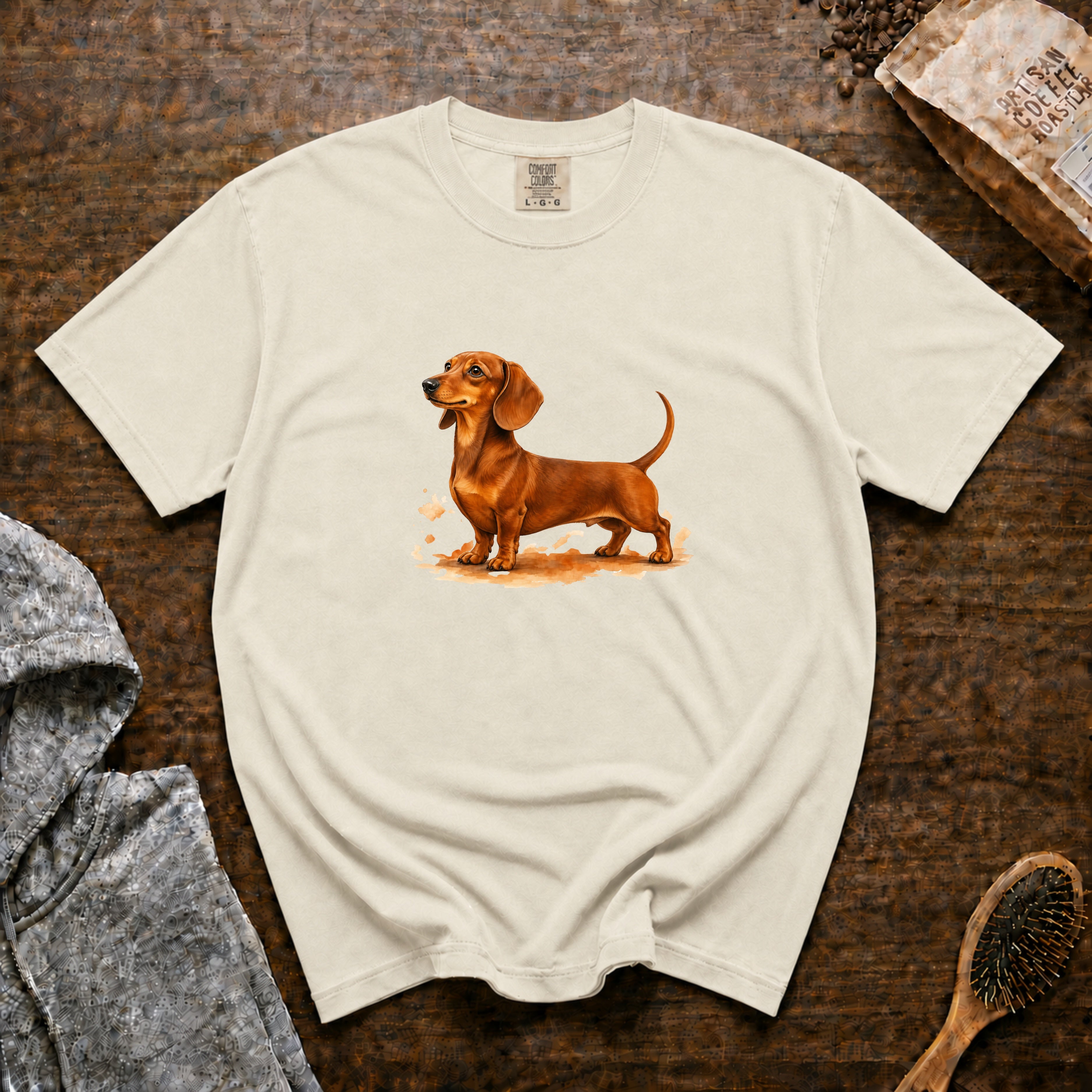 Daschsund Standing Proud T-Shirt — Ivory