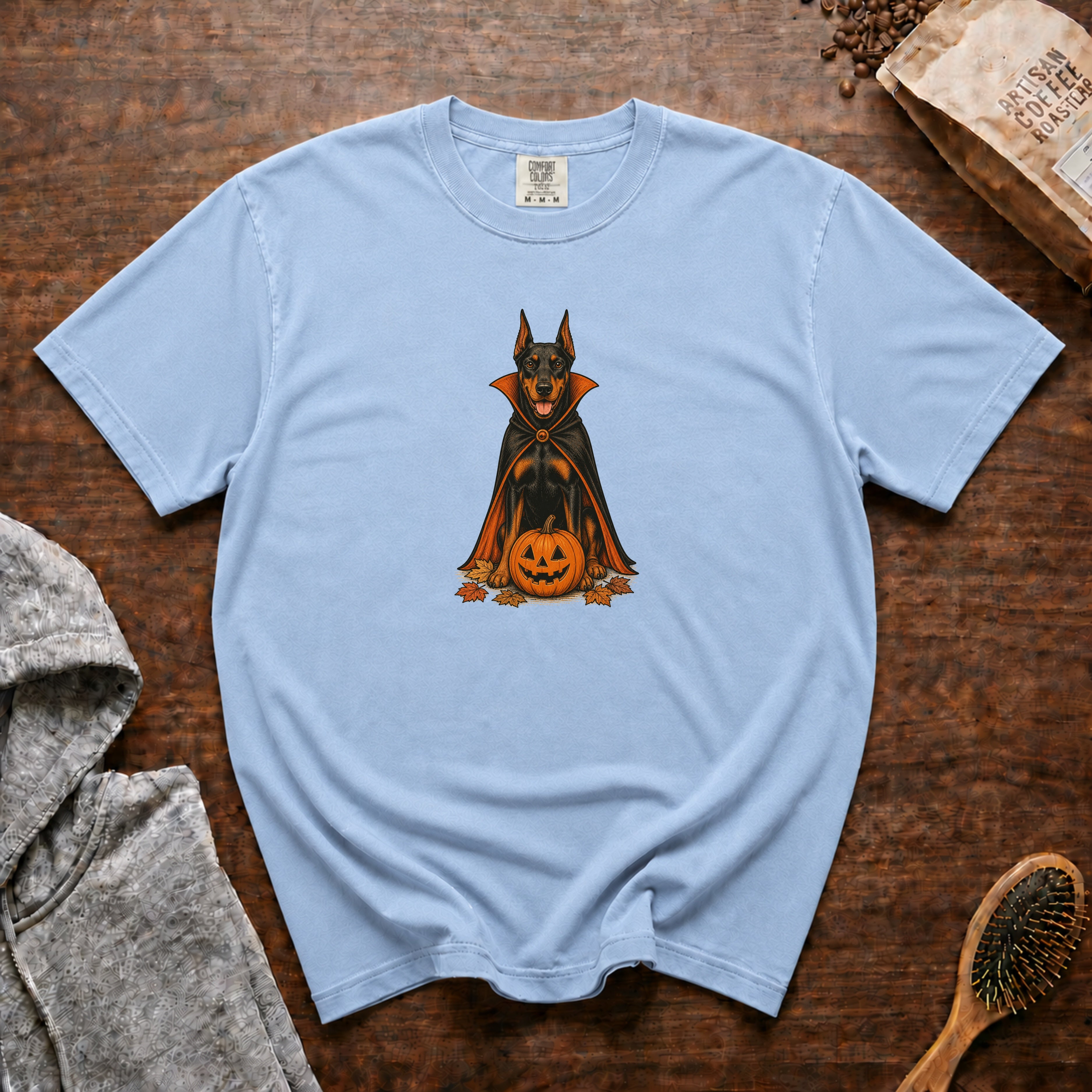 Doberman Pinscher Halloween T-Shirt — Chambray