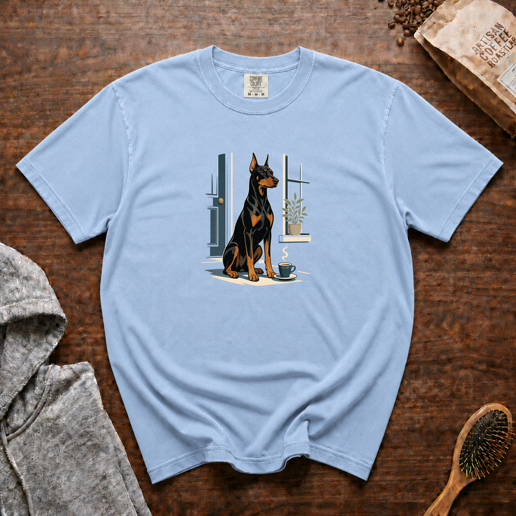 Doberman Pinscher Night Watch Espresso 1 T-Shirt — Chambray