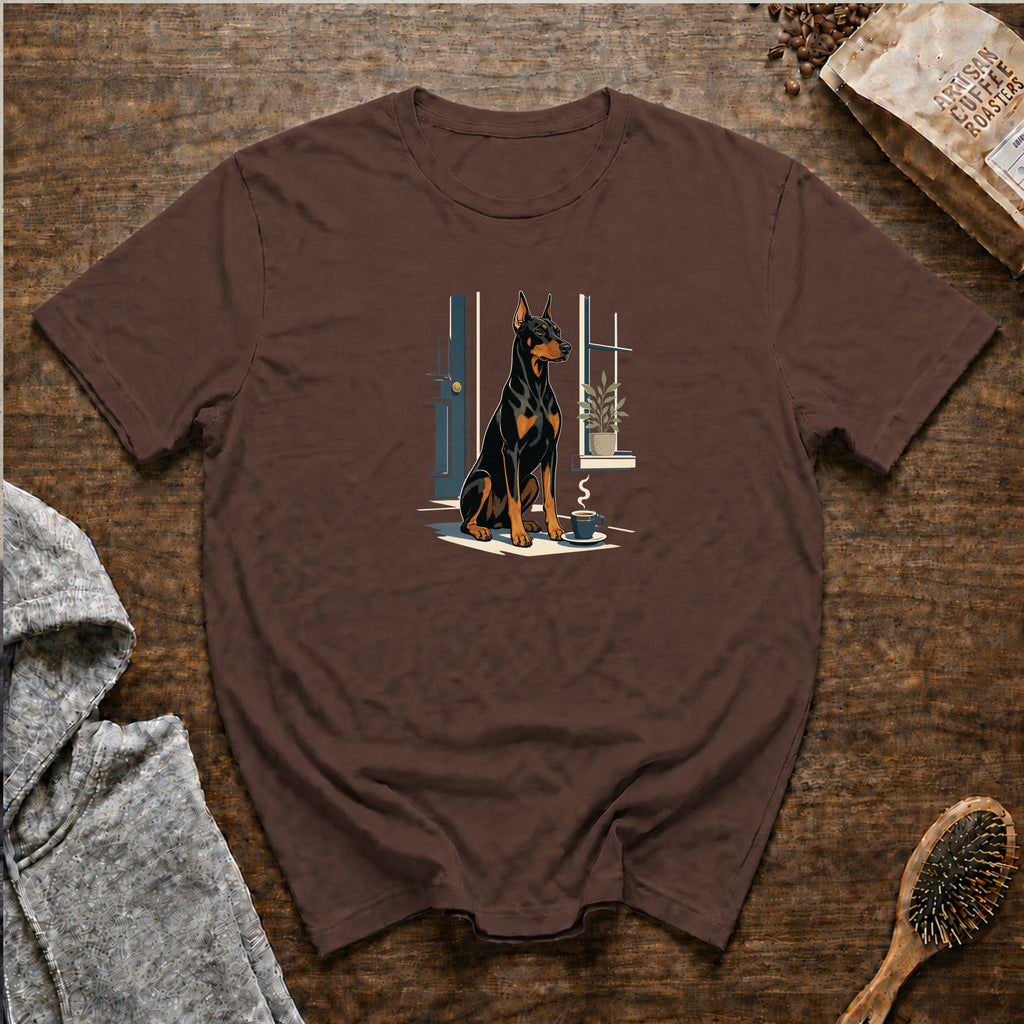 Doberman Pinscher Night Watch Espresso T-Shirt — Espresso