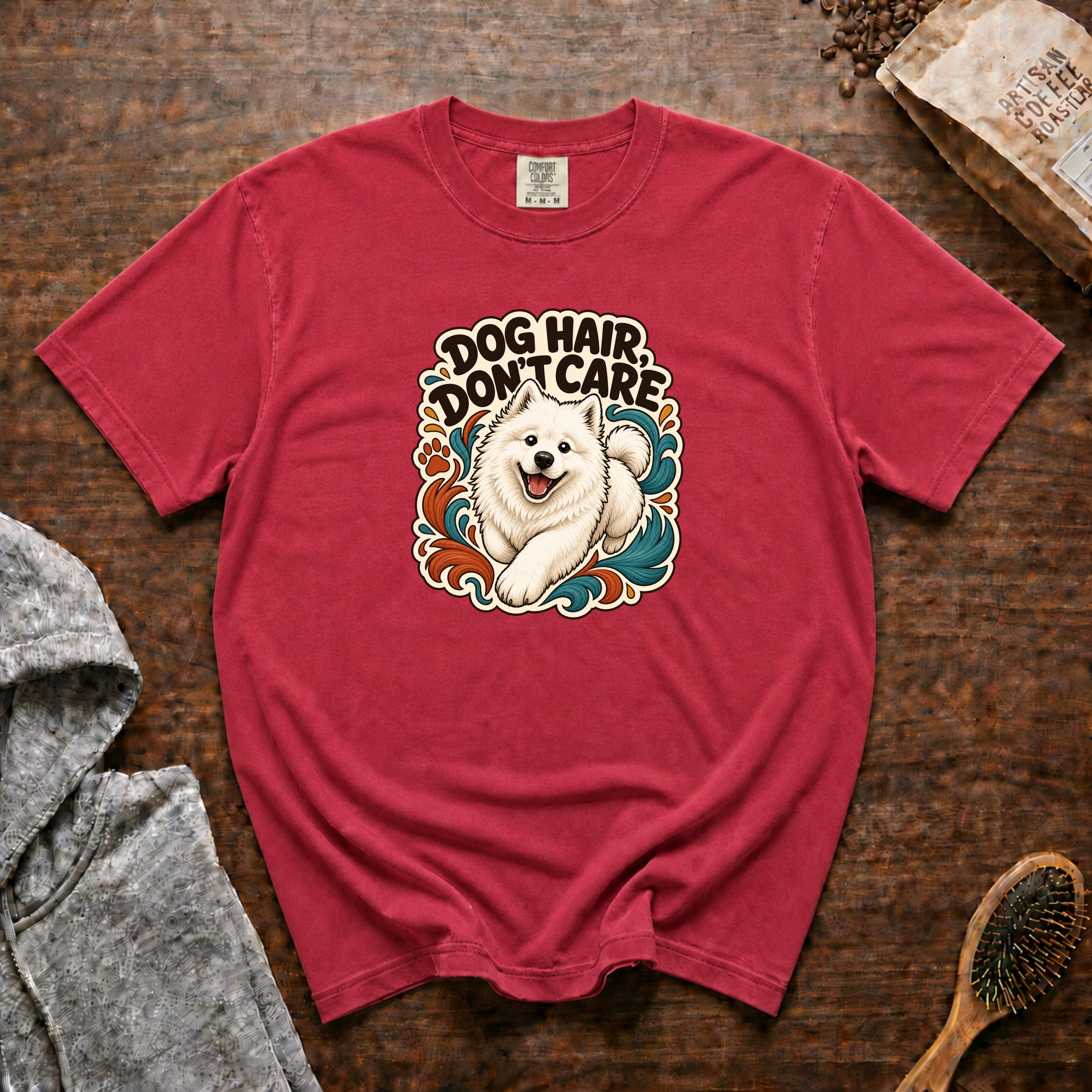 Dog Hair Don'T Care T-Shirt — Crimson