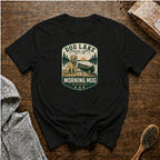 Dog Lake Coffee Camp Morning Mug Division T-Shirt — Black
