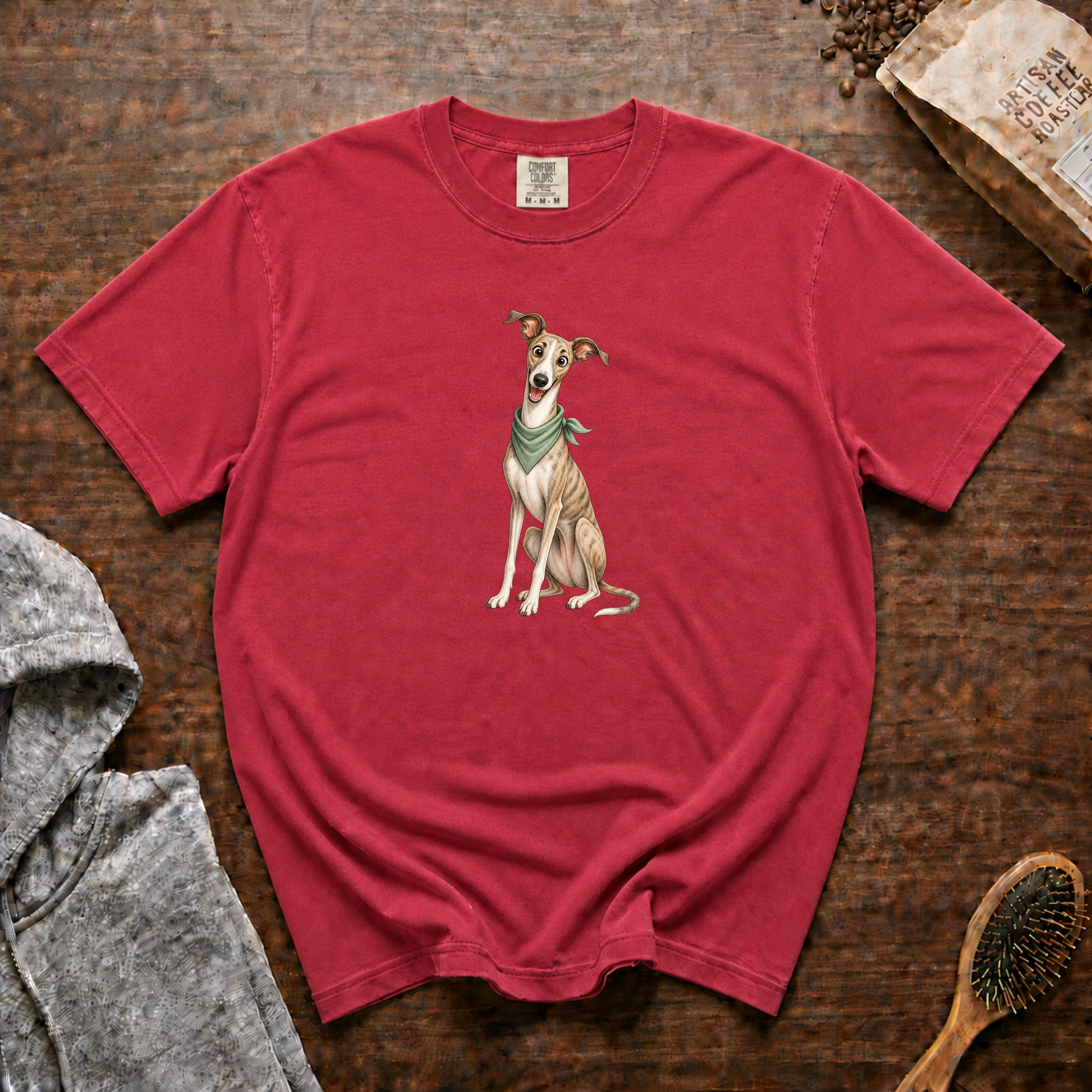 Elegant Greyhound T-Shirt — Crimson