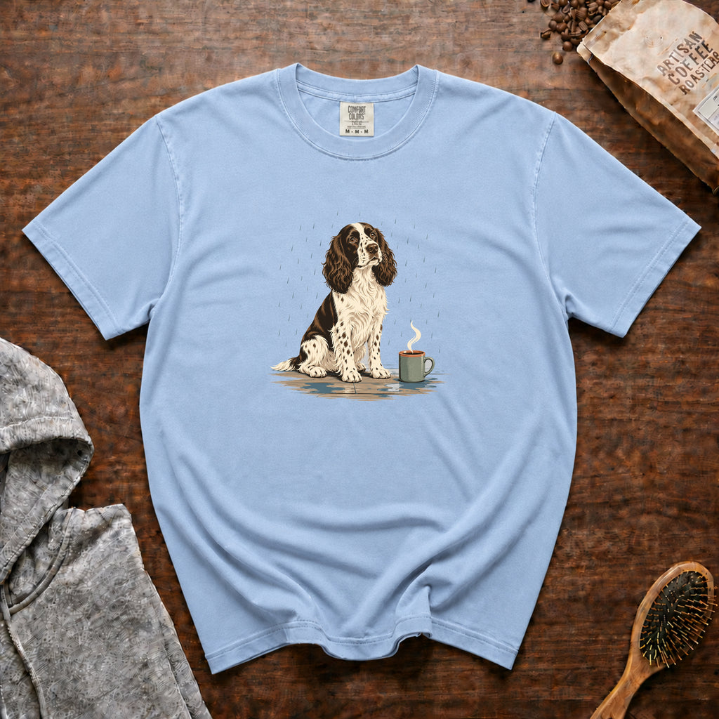 English Springer Spaniel Rain Porch Roast T-Shirt — Chambray