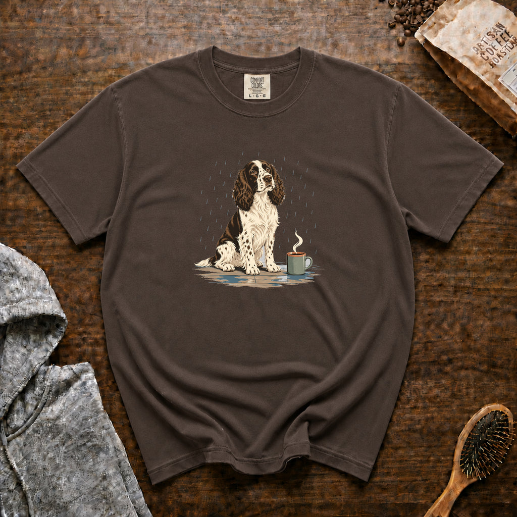 English Springer Spaniel Rain Porch Roast T-Shirt — Espresso