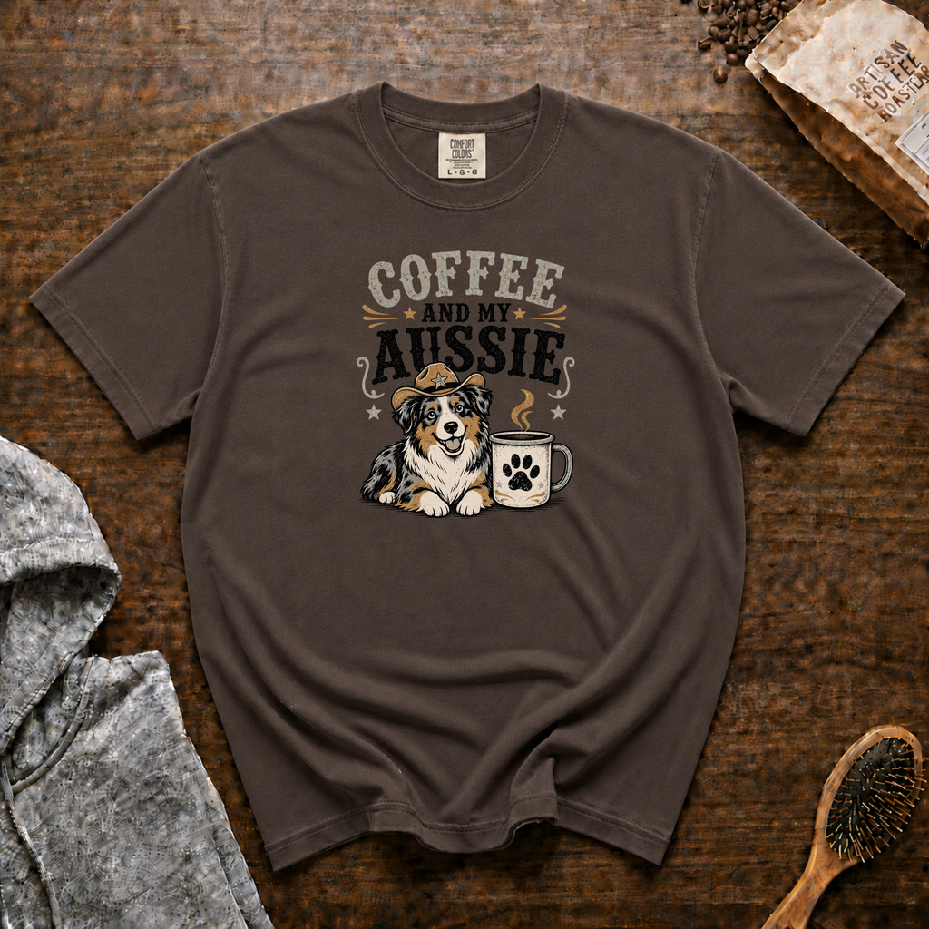 Coffee And My Aussie T-Shirt | Aussie Dog Lover Coffee Tee