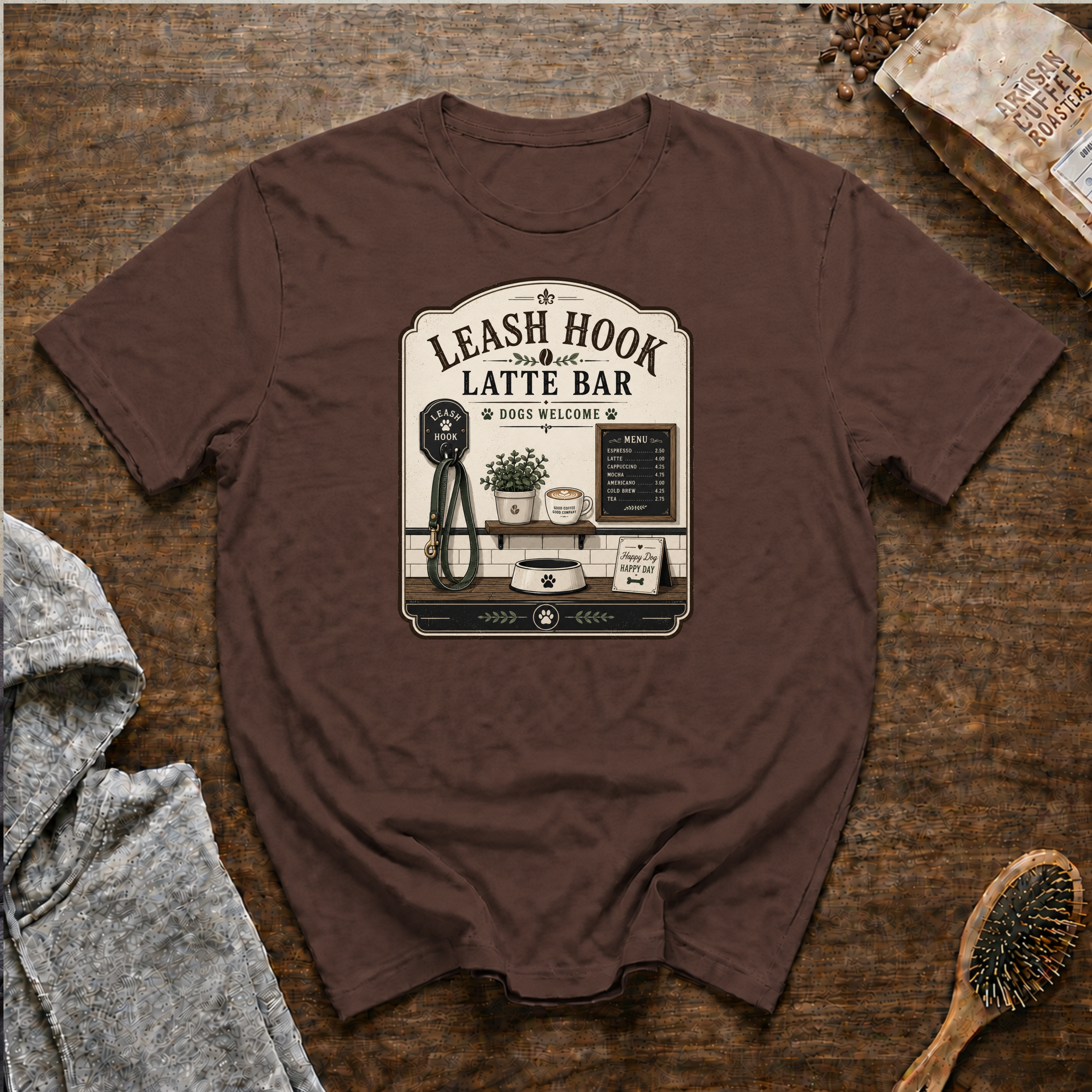 Leash Hook Latte Bar T-Shirt