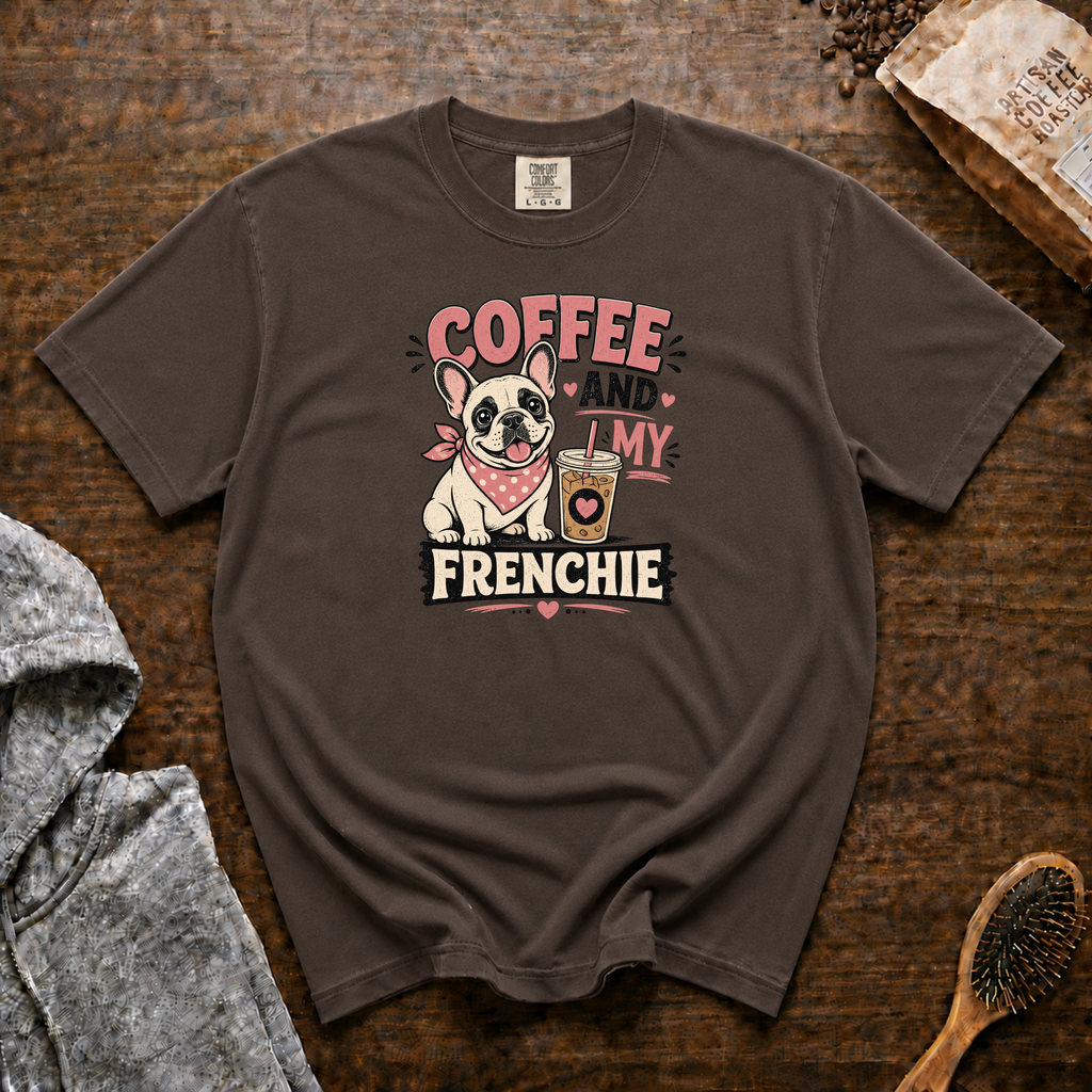 Coffee And My Frenchie T-Shirt | Frenchie Coffee Lover Tee