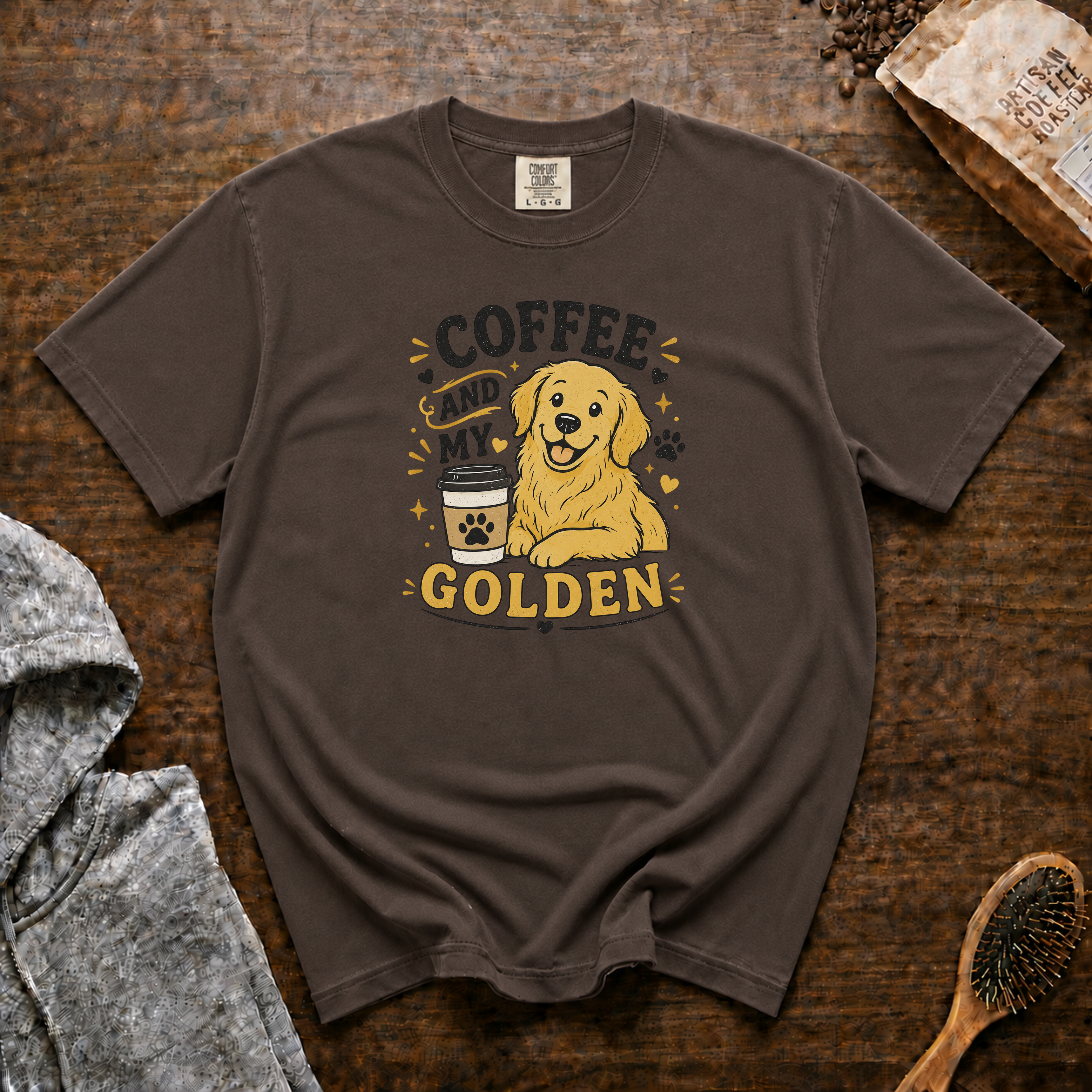 Coffee And My Golden T-Shirt | Golden Retriever Coffee Tee