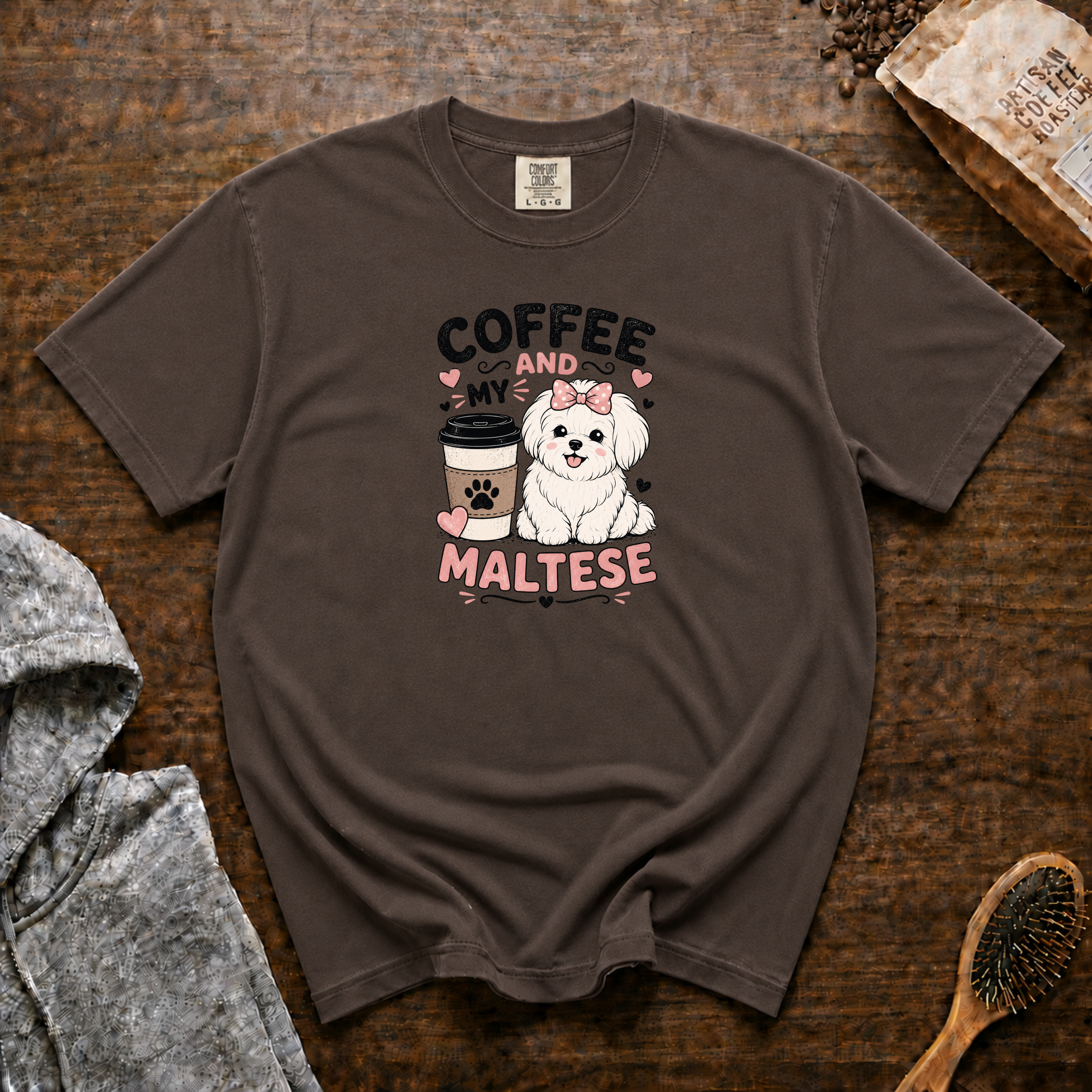 Coffee And My Maltese T-Shirt | Maltese Dog Lover Coffee Tee