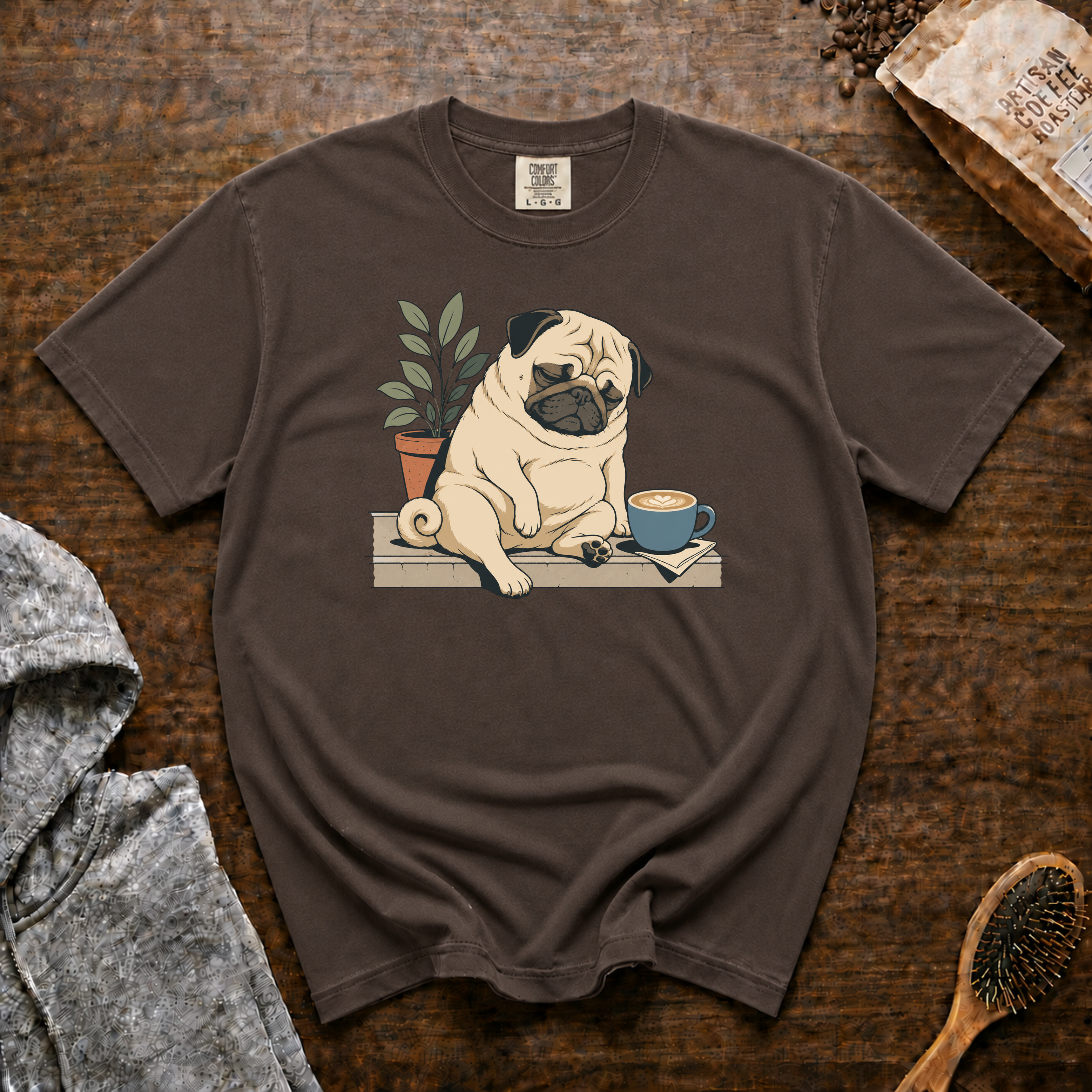Pug Sleepy Cup Roast T-Shirt | Pug Coffee Lover Tee