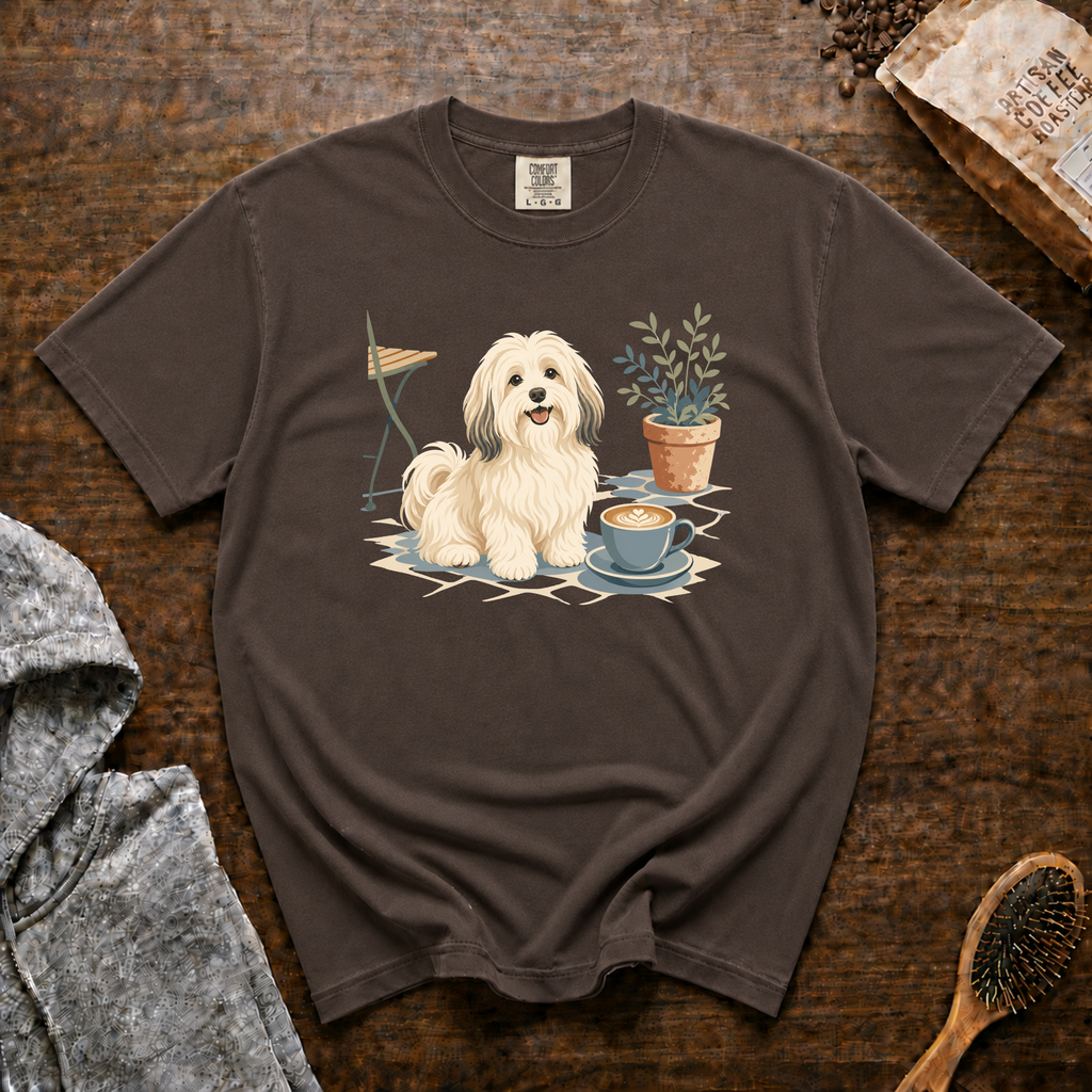 Havanese Patio Latte T-Shirt | Havanese Coffee Lover Tee