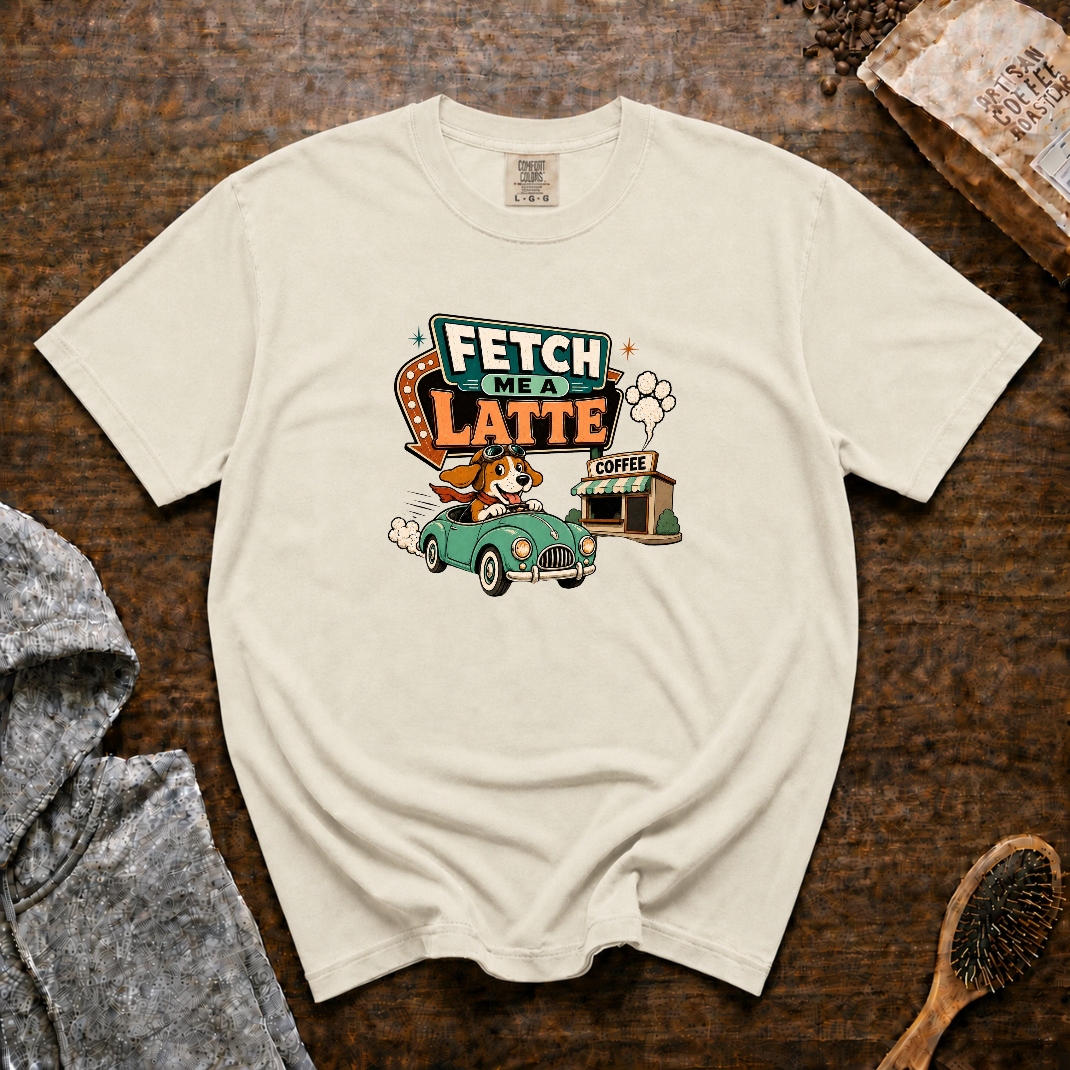 Fetch Me A Latte T-Shirt — Ivory