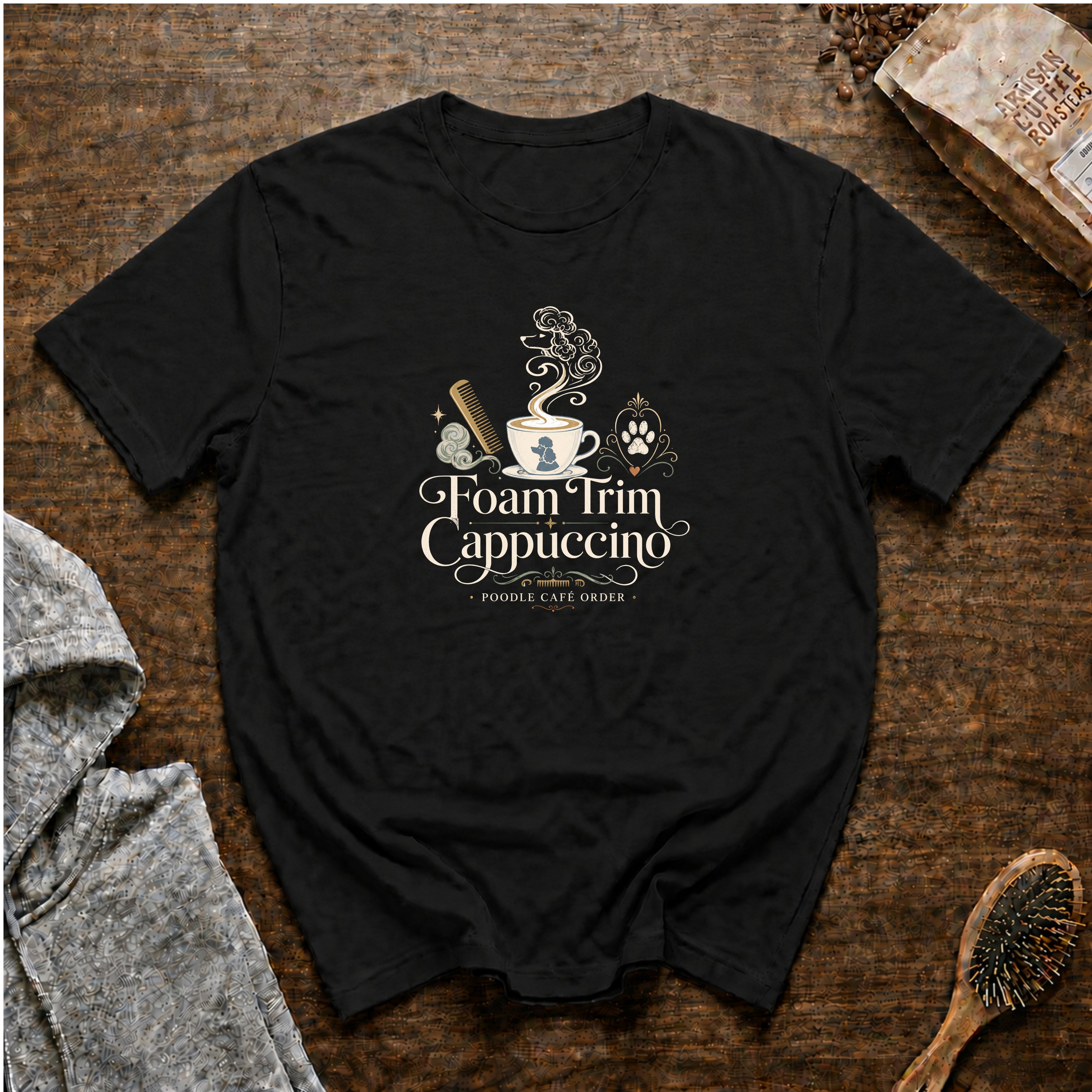 Foam Trim Cappuccino T-Shirt — Black