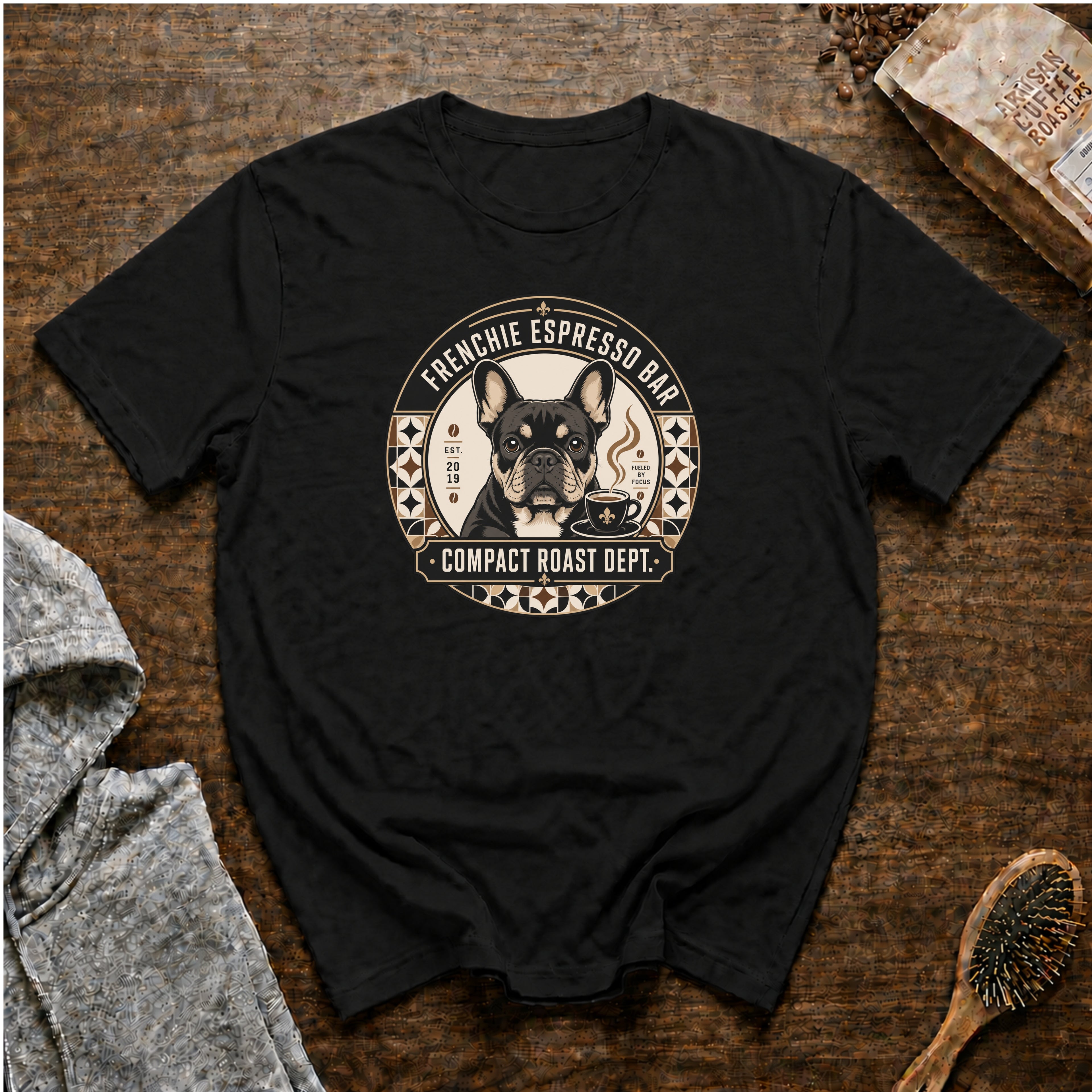 Frenchie Espresso Bar T-Shirt — Black