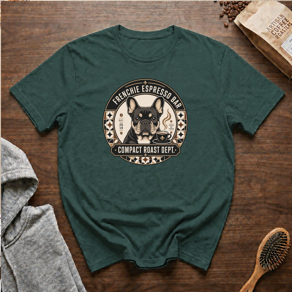 Frenchie Espresso Bar T-Shirt — Blue Spruce
