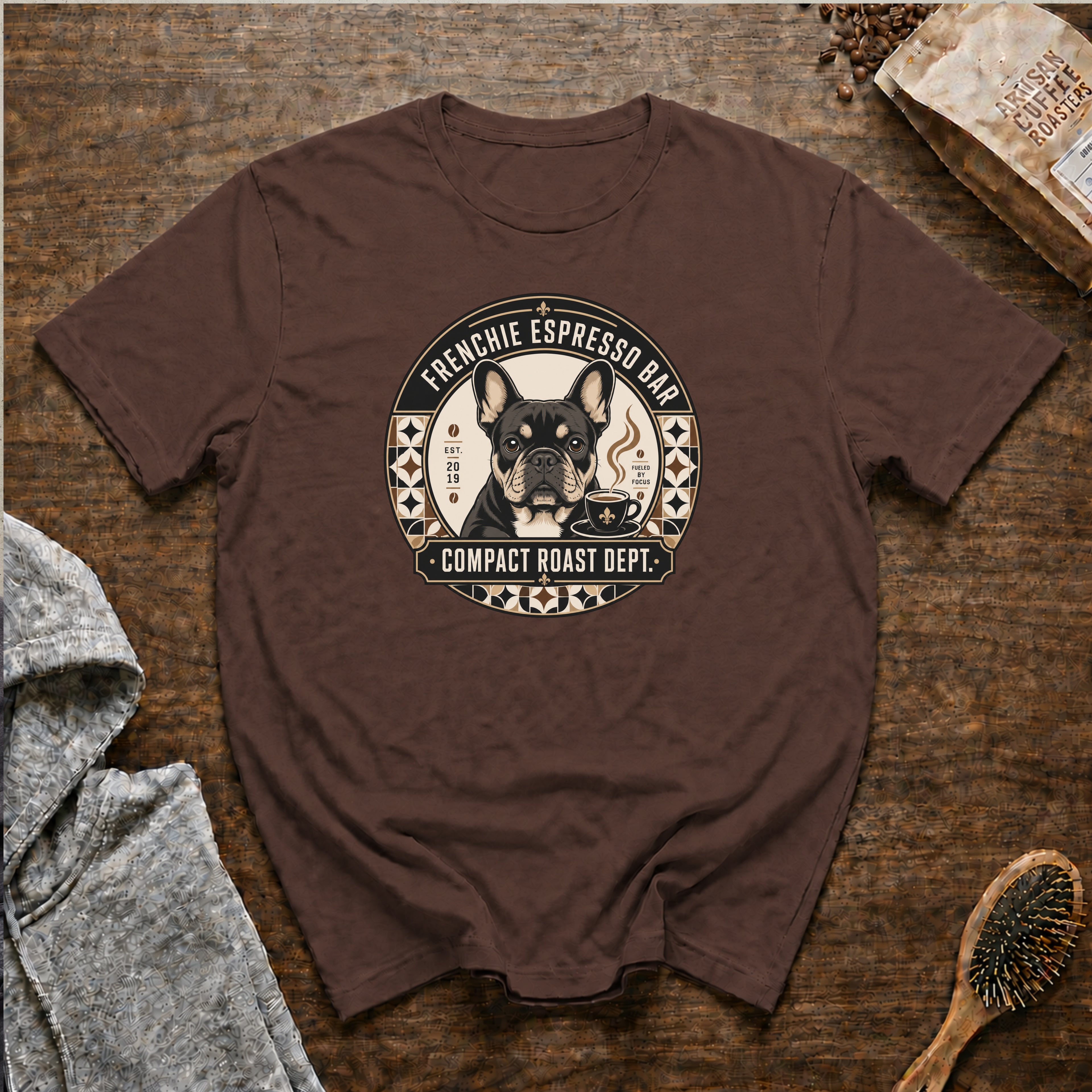 Frenchie Espresso Bar T-Shirt — Espresso