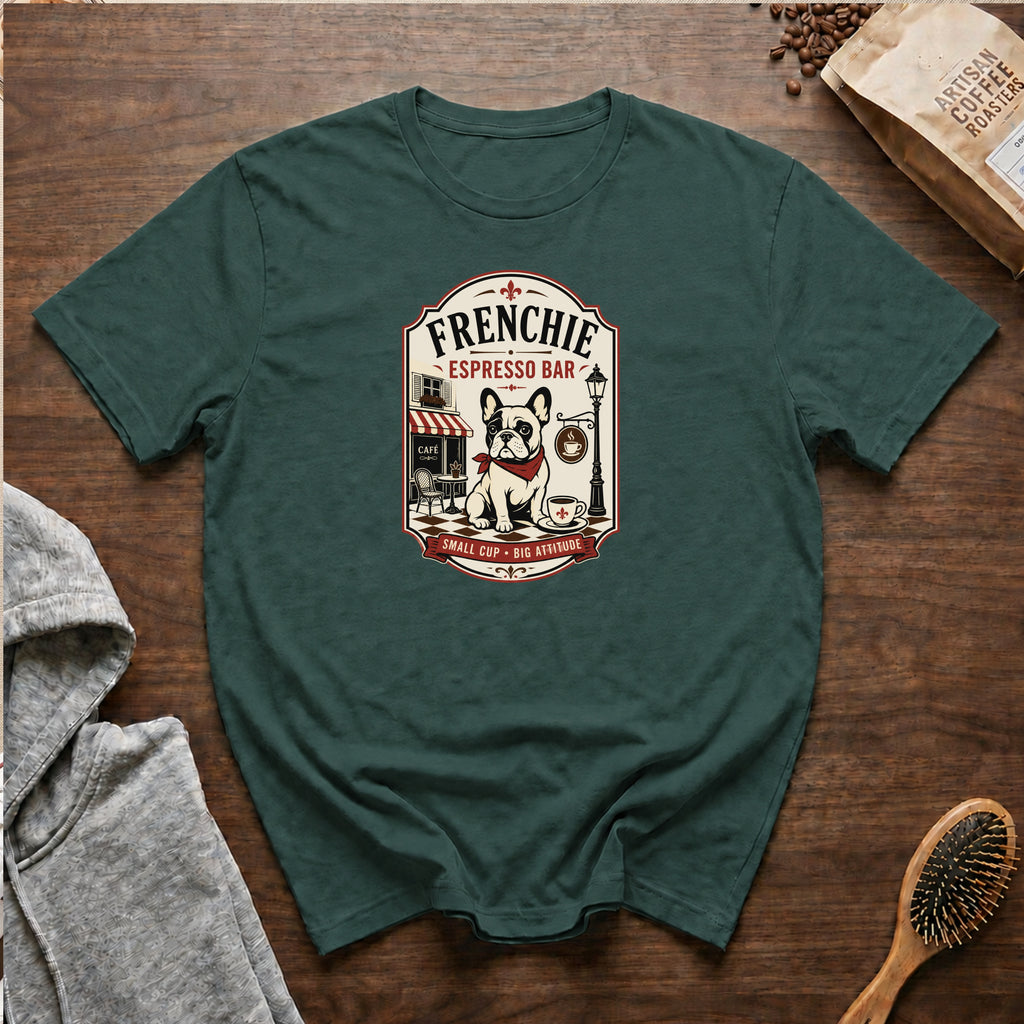 Frenchie Espresso BarT-Shirt — Blue Spruce