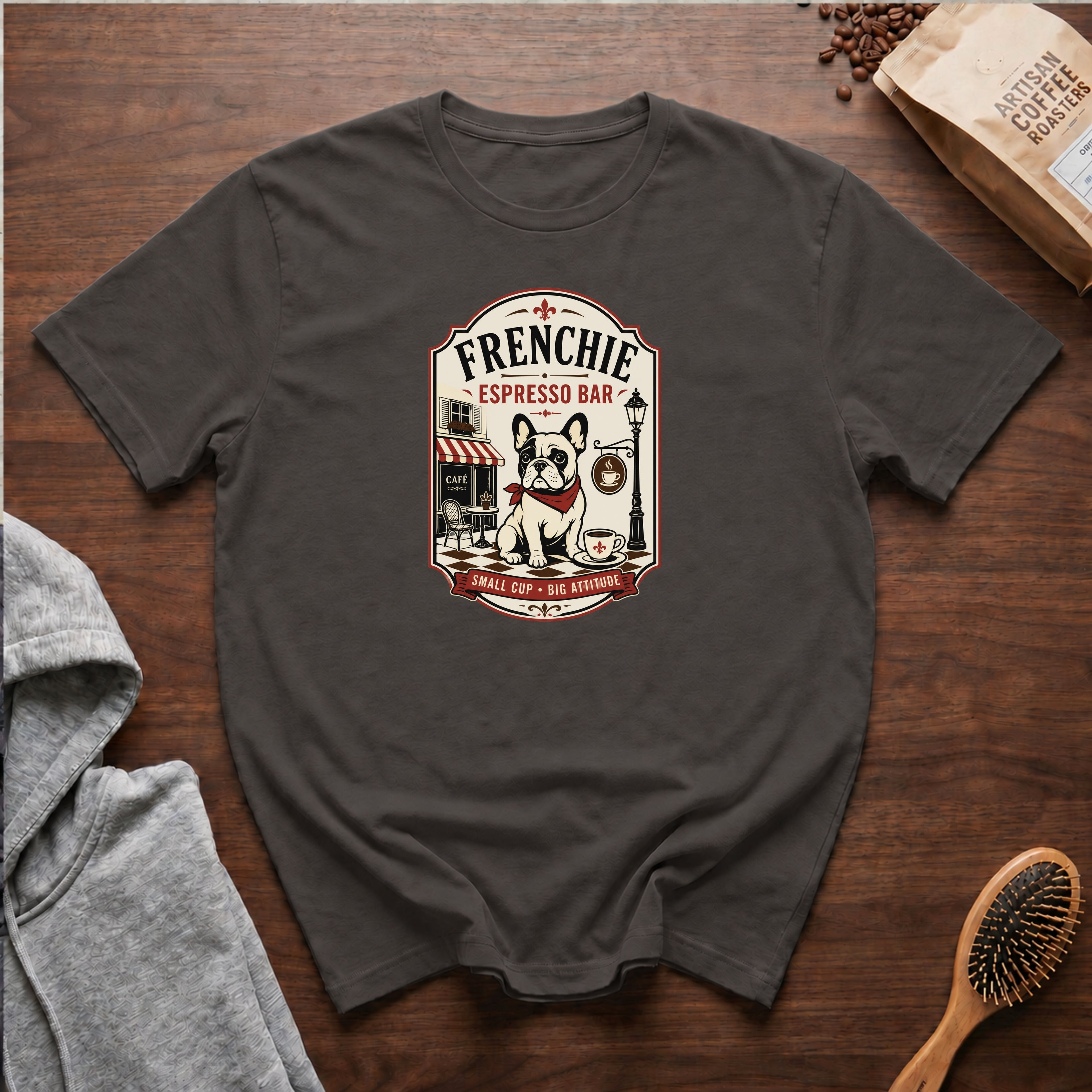 Frenchie Espresso BarT-Shirt — Pepper
