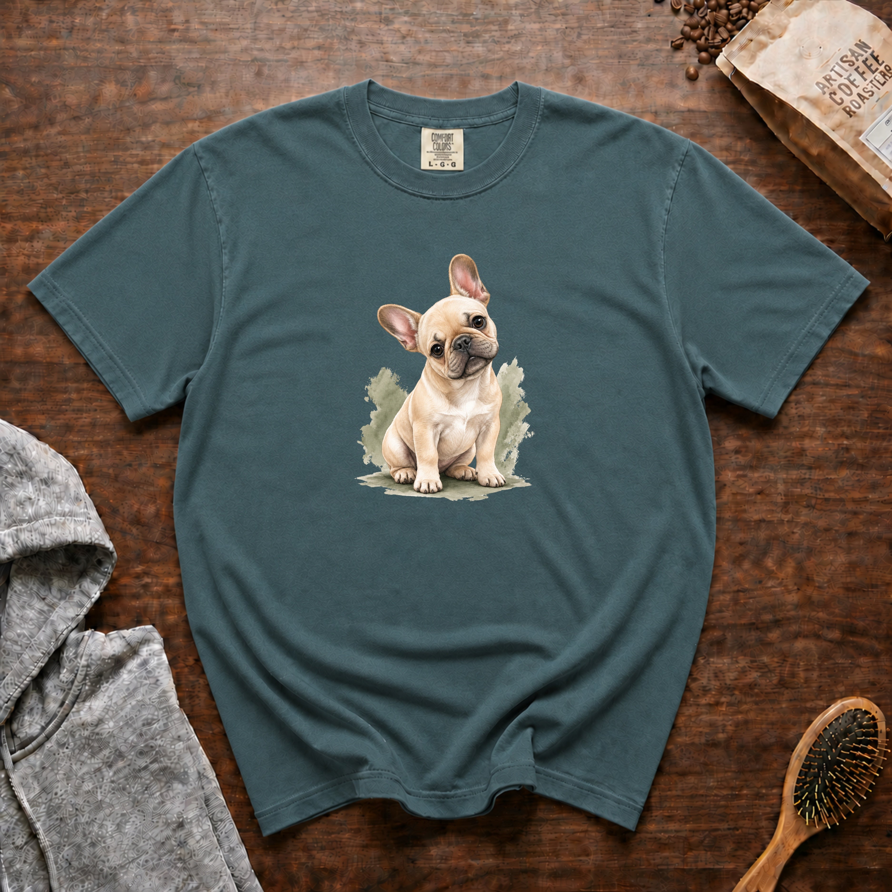 Frenchie Wassup T-Shirt — Blue Spruce