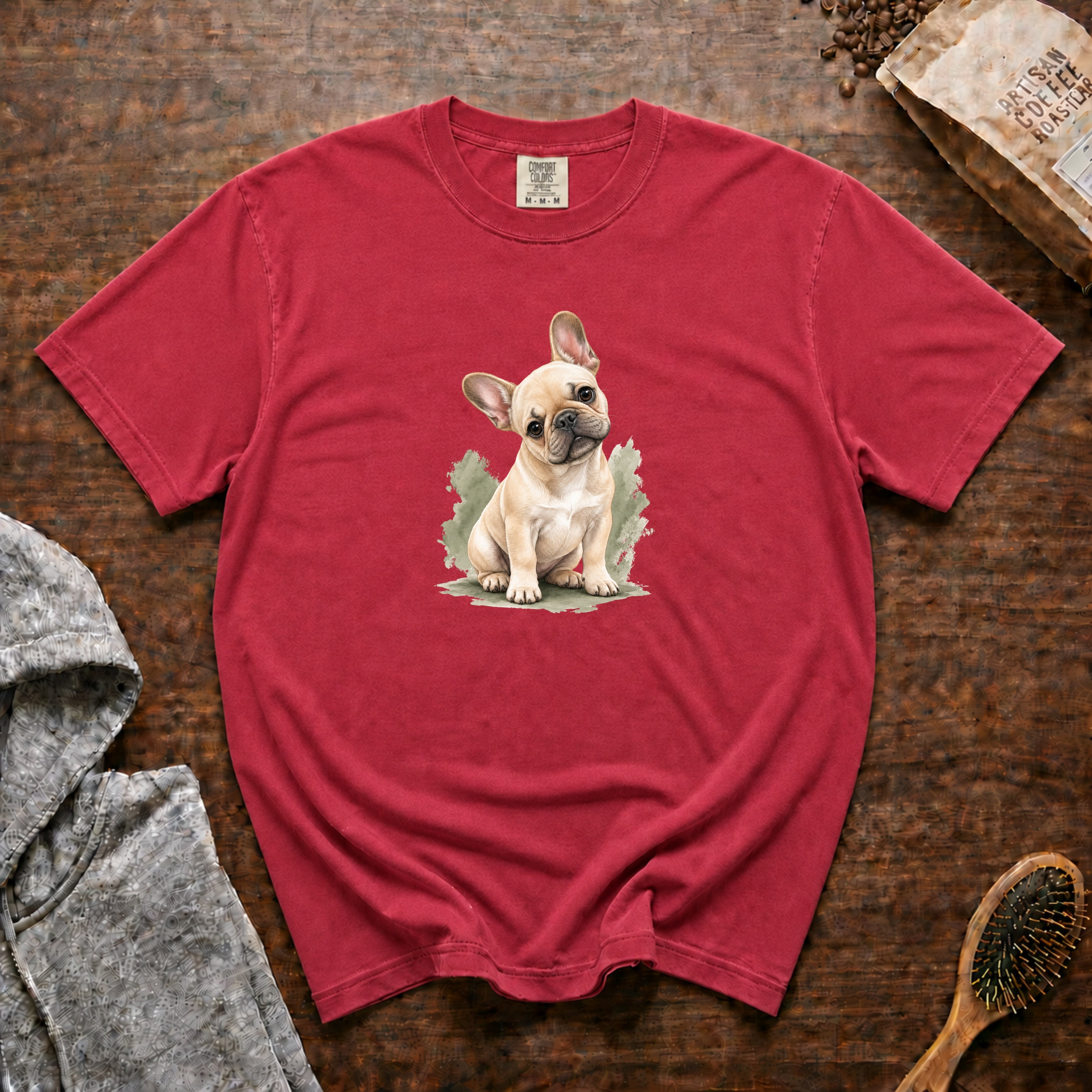 Frenchie Wassup T-Shirt — Crimson