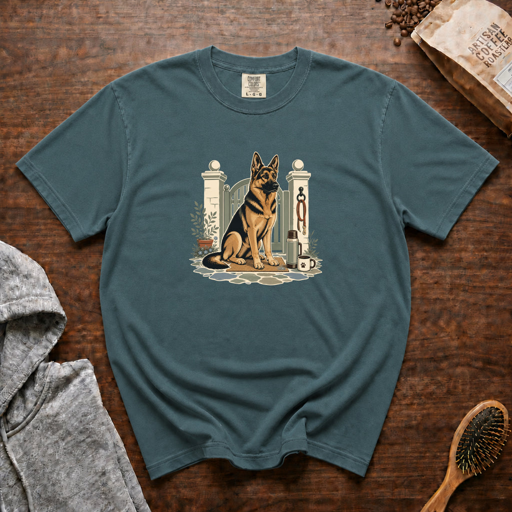 German Shepherd Dog Watch Post 1 T-Shirt — Blue Spruce