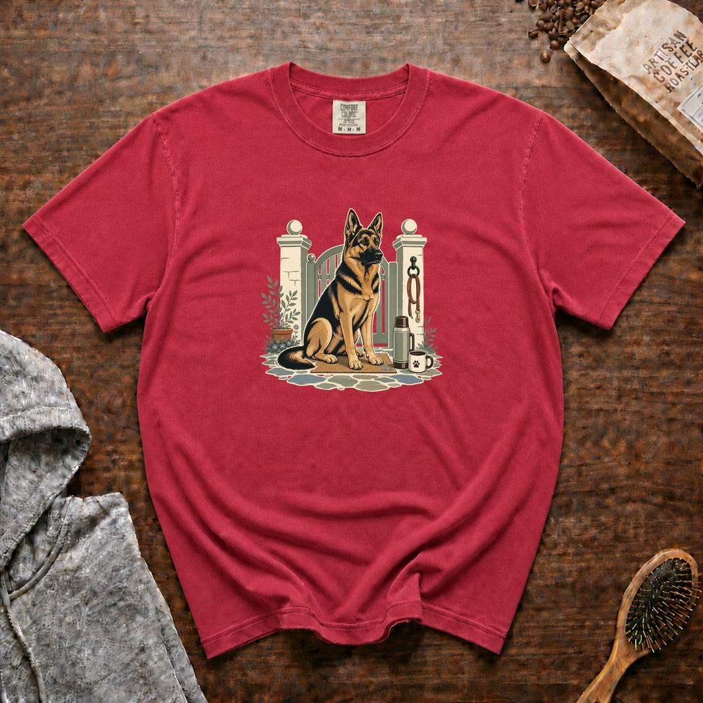German Shepherd Dog Watch Post 1 T-Shirt — Crimson